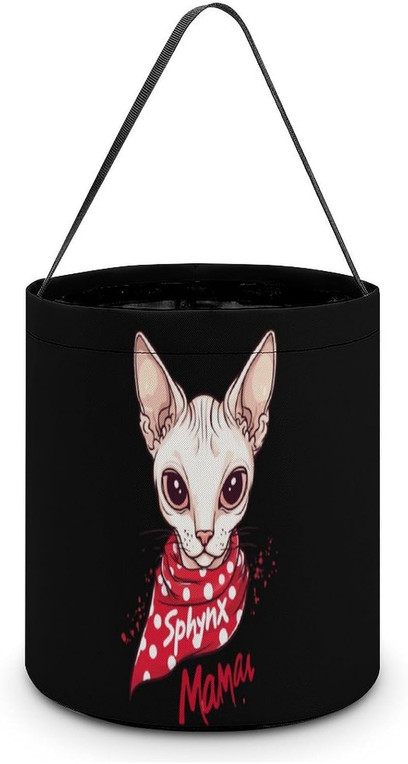 Sphynxes-Mamas Cat Halloween Treat Bag Reusable Candy Basket Tote Goody Bags Gift Party