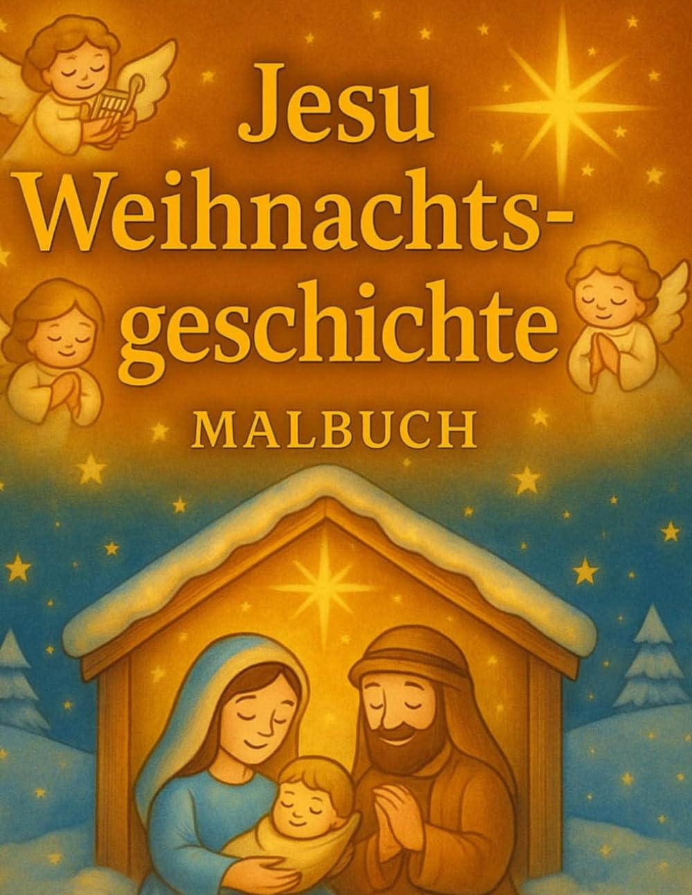 Jesu Weihnachtsgeschichte – Malbuch ab 4 Jahren: Jesu Geburt kindgerecht erzählz- Ausmalbilder, Gedichte und ein Gebet für die Weihnachtszeit