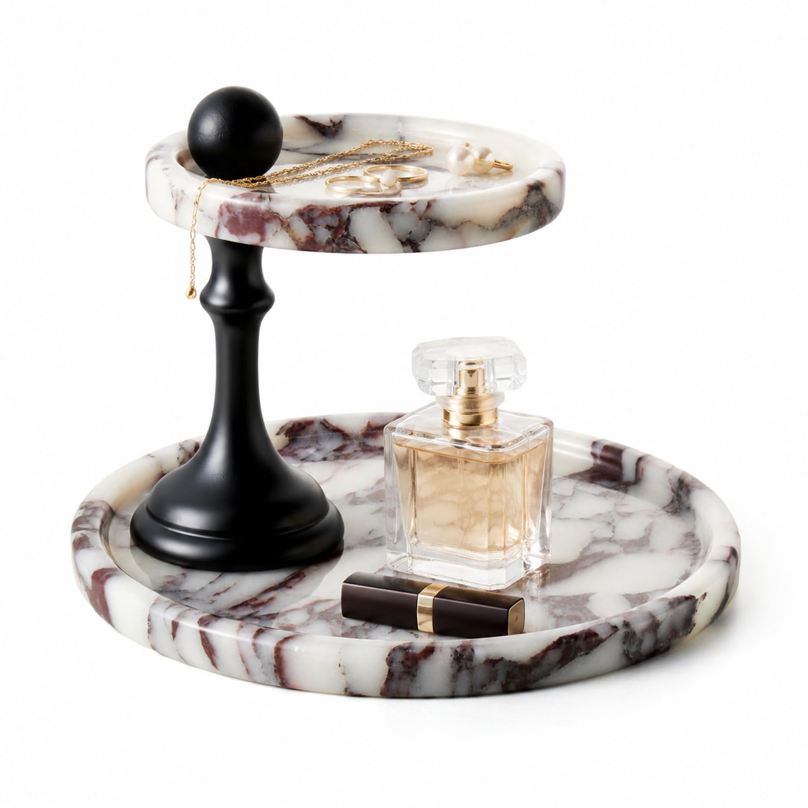 Photo 1 of SAMAH 2-Tier Marble Jewelry & Perfume Tray