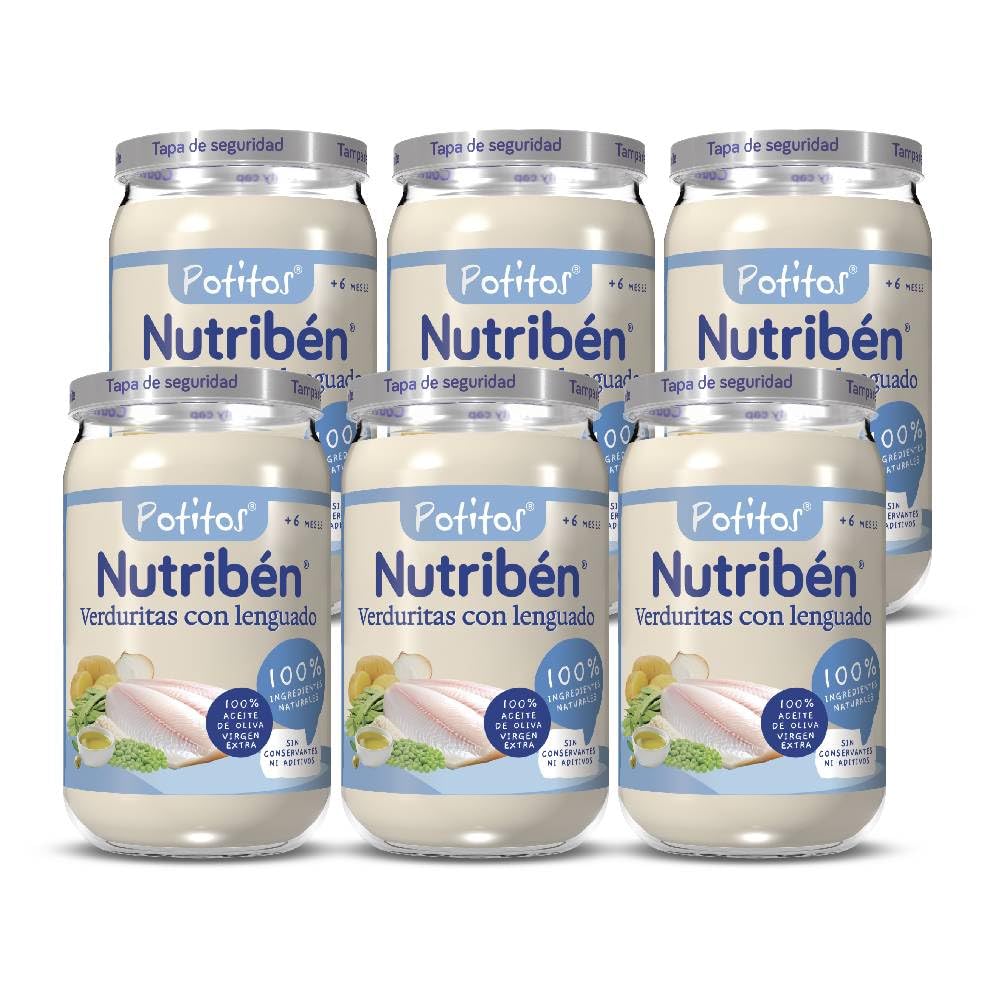 Nutribén Potitos De Verduritas con Lenguado Pack de 6 x 235 gr Desde los 6 meses