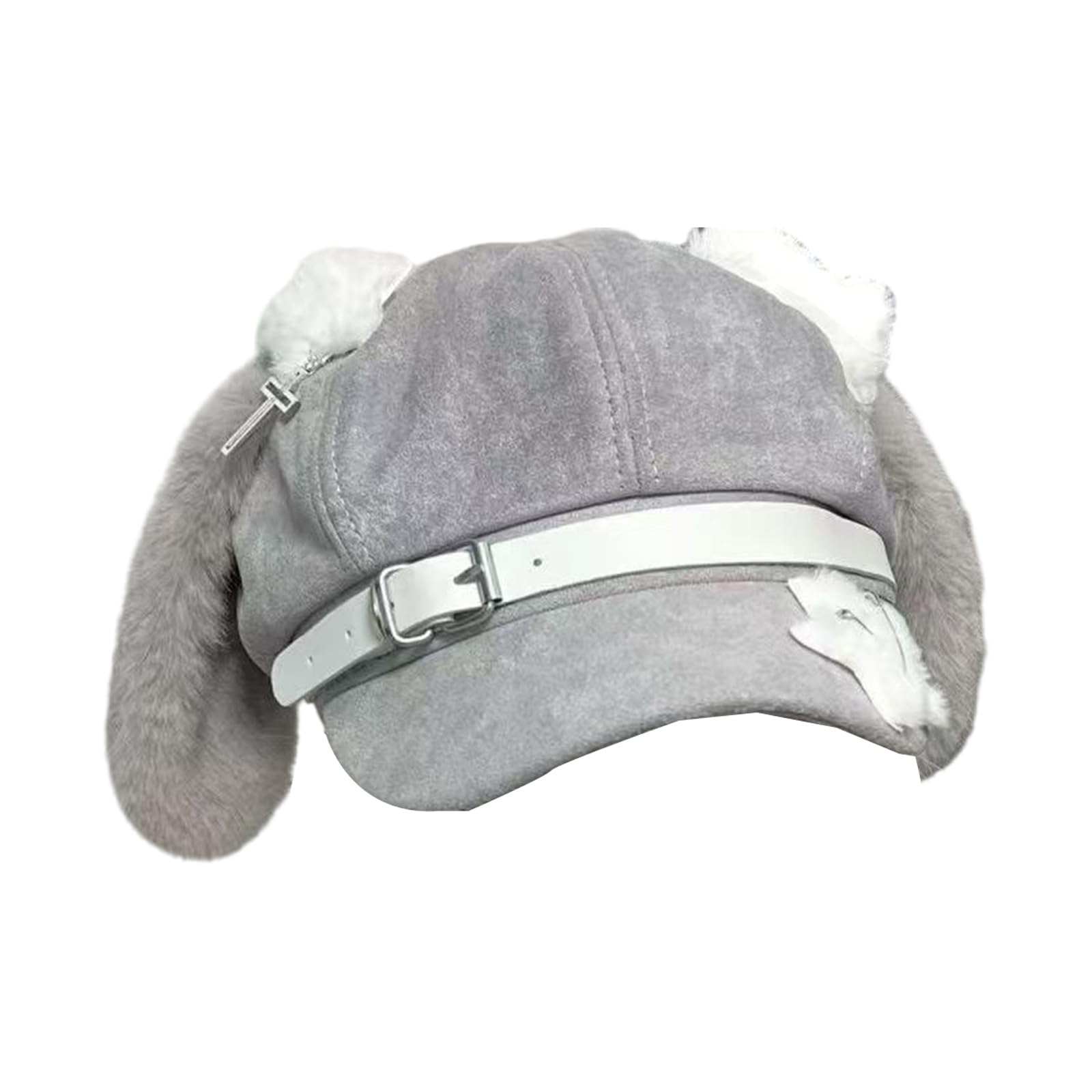 Dsgzkk Furry Ear Berets Cabbie Hat with Rabbits Charm Painter Hat Berets Baker Boy Hat for Street Strolling Furry Ear Photo