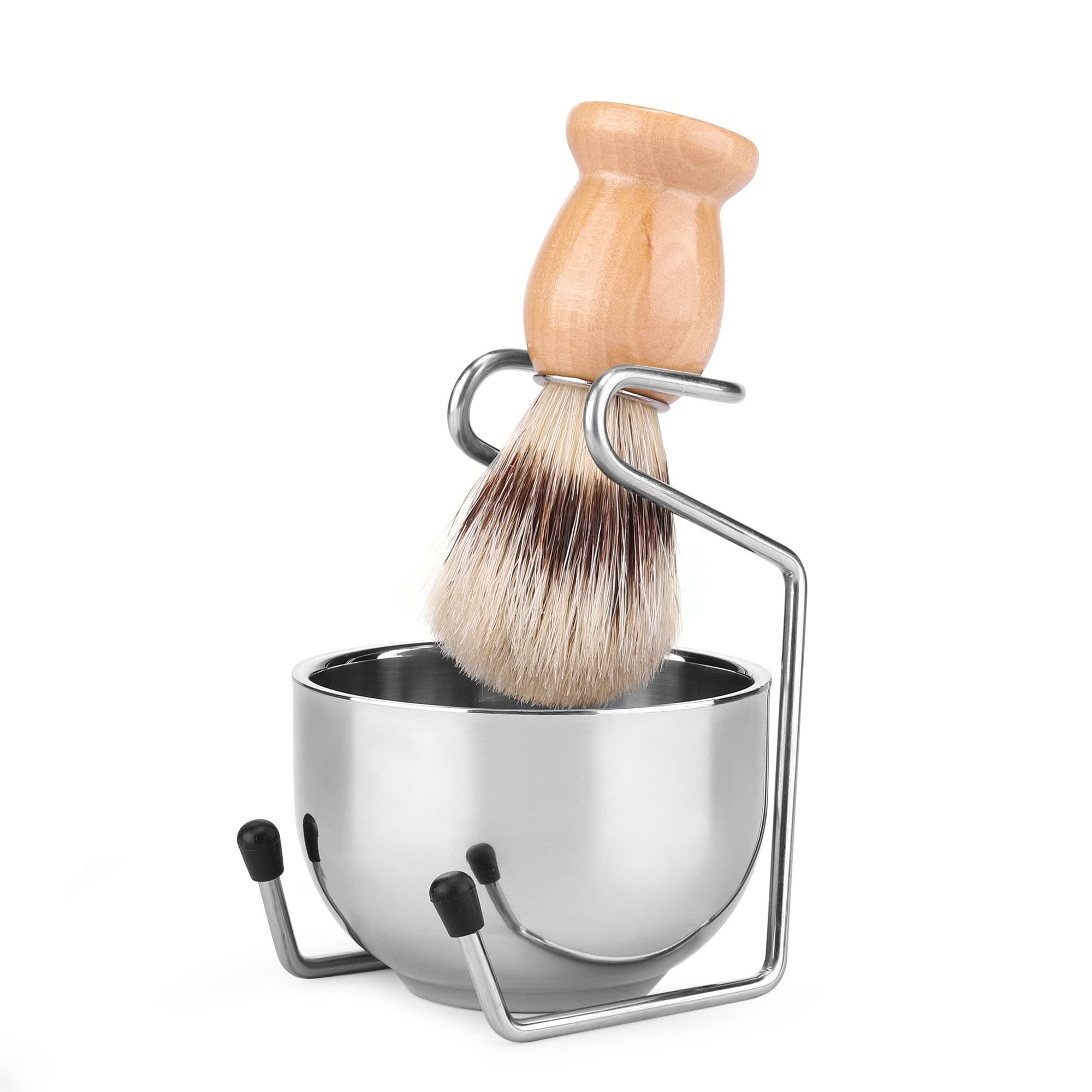 Aethland Shaving Brush Set for Men, 4 in1 Include 100g Shaving soap, Badger Shaving Brush and Stainless Steel Shaving Stand & Shaving Bowl for Husband Birthday Boyfriend Father's Day Gifts?Upgrade W)