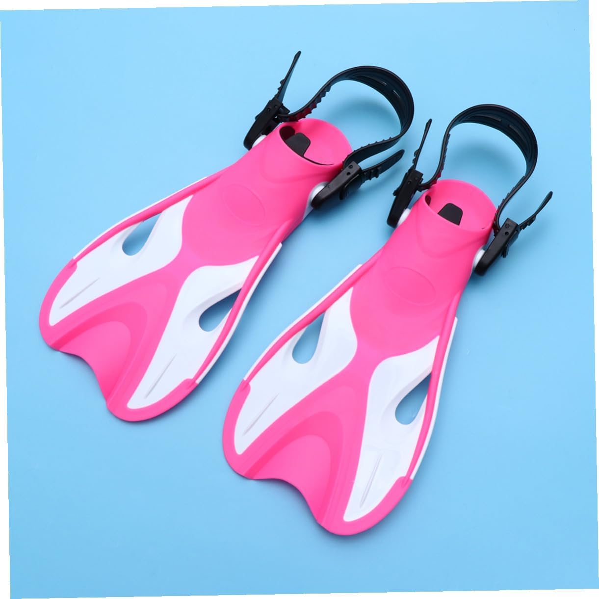 Homoyoyo Adjustable Adult Snorkeling Flippers Pink White Size 37-41 Swimming Fins for Outdoor Water Sports Diving Training Heel Fins