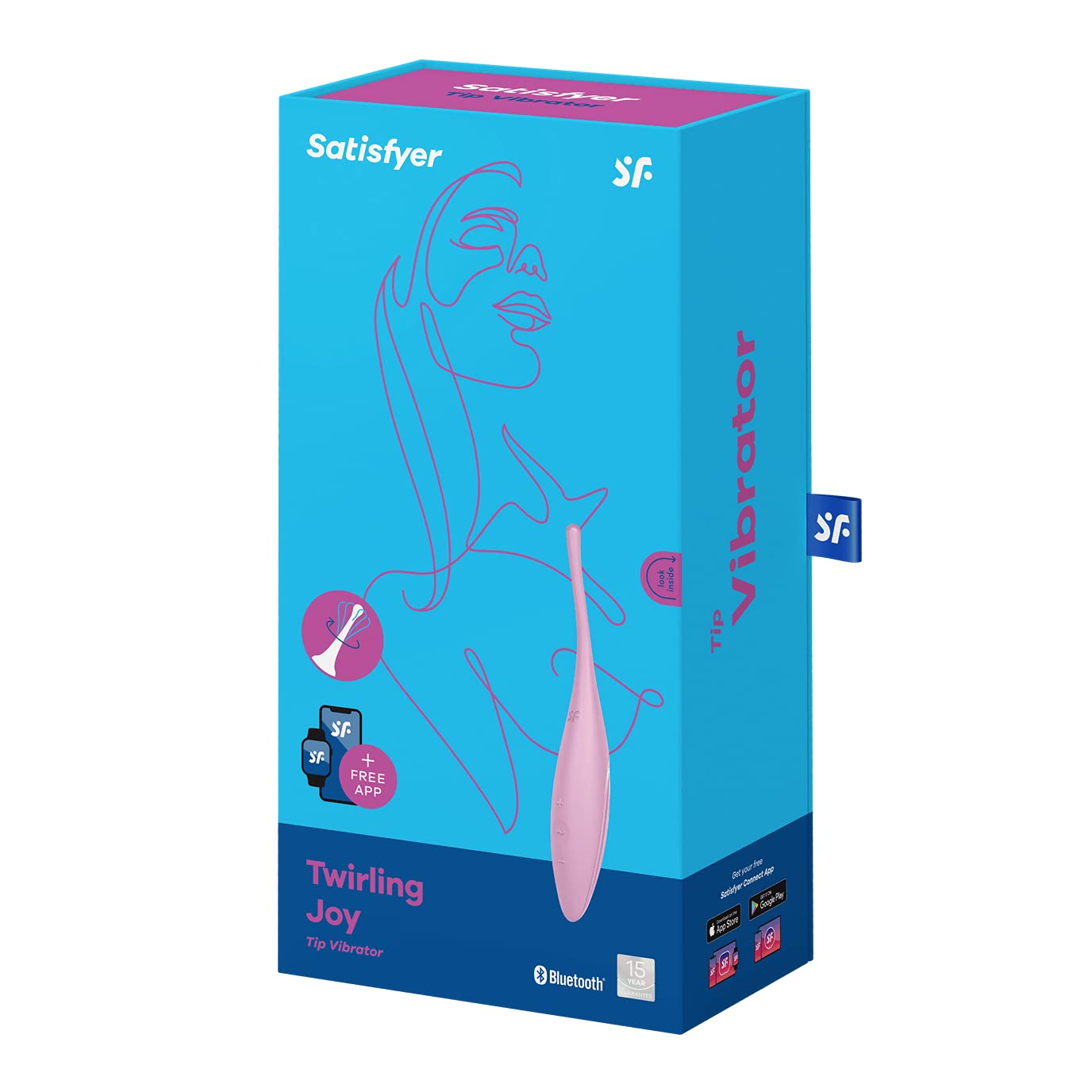 Satisfyer Twirling Joy App Vibrator | Vibratore con controllo tramite App e impermeabile (IPX7) | Silicone delicato sulla Pelle | Punta di Stimolazione con Motore elettrico | Sex Toys per Donne