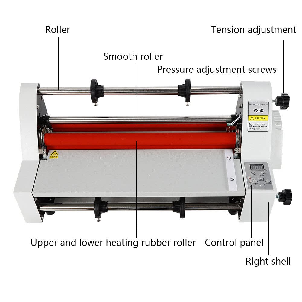 350mm Hot Cold Roll Laminator, Digital Control Thermal Laminating Machine 110V Single & Dual Sided Film Laminating Machine for Home Office School