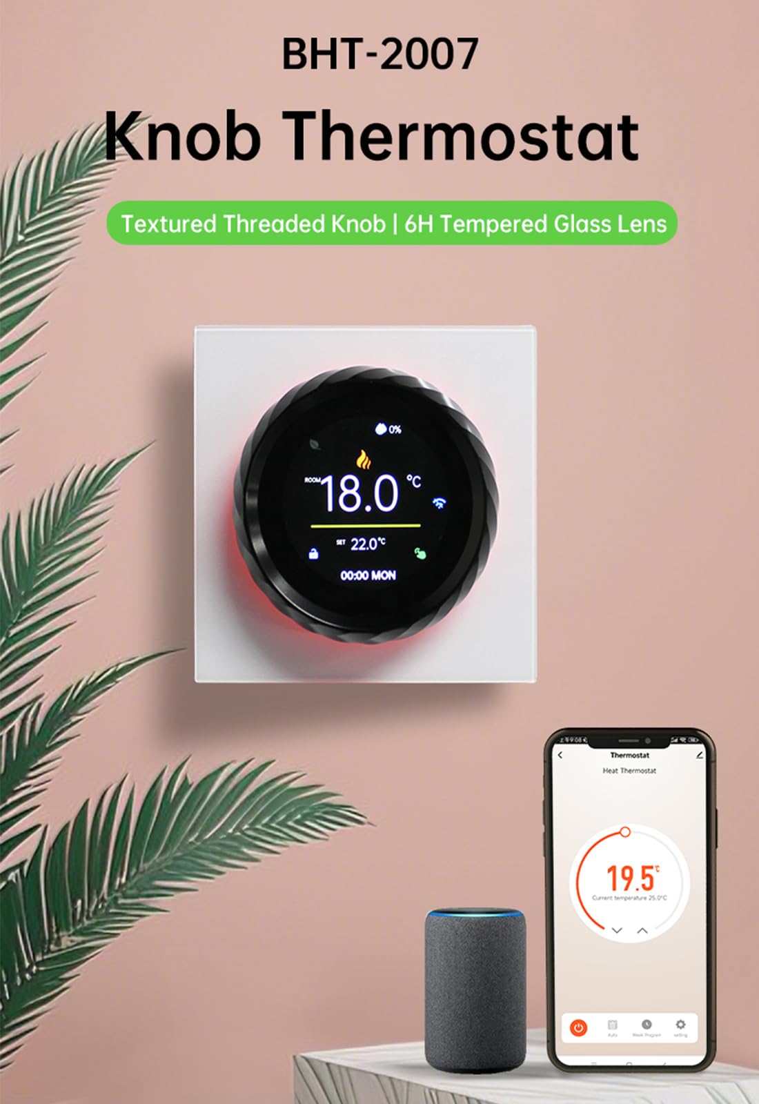 Smart‑Thermostat Farbbildschirm Drehknopf für Warmwasserheizung