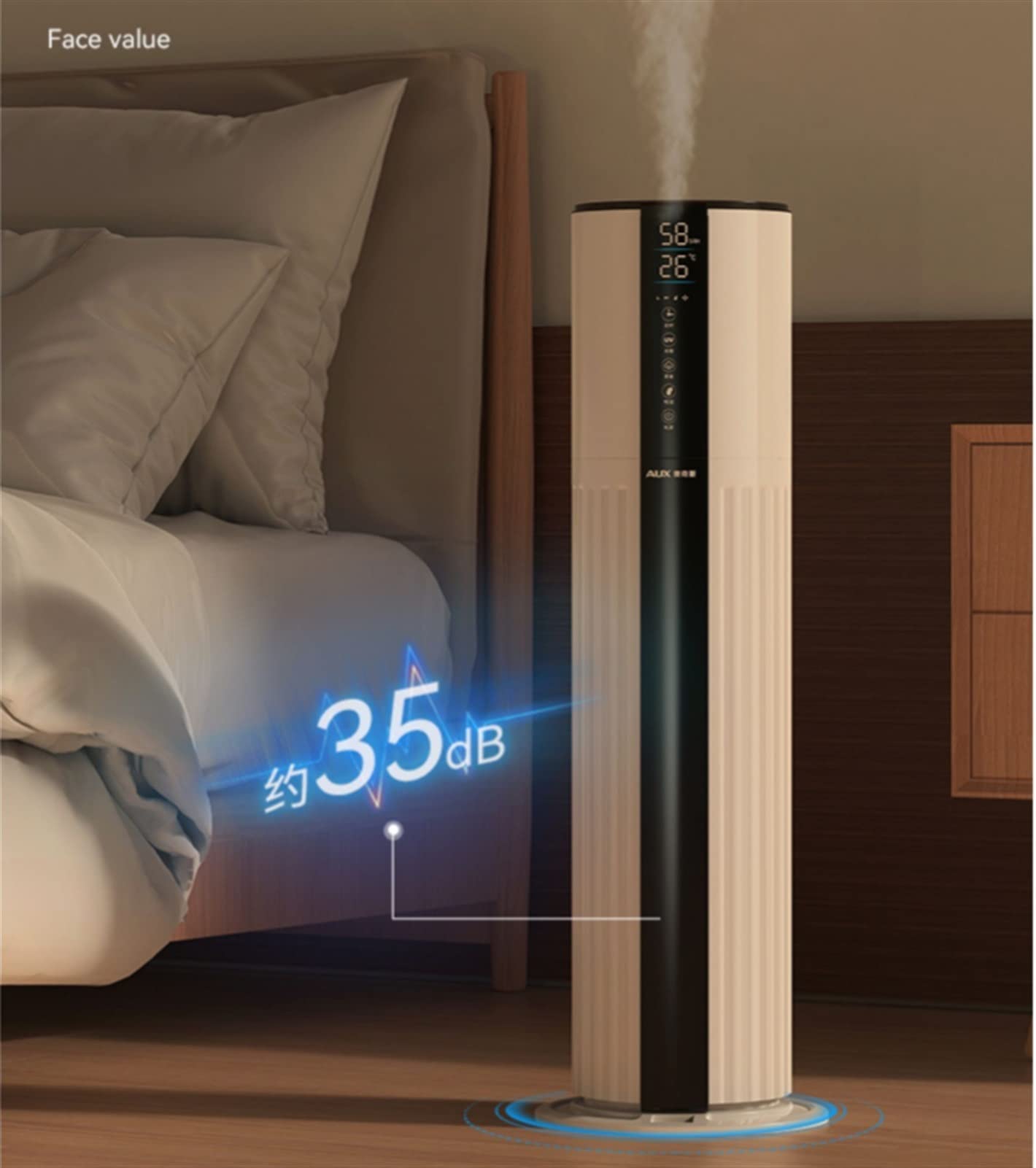 Umidificatore Ambiente Umidificatori silenziosi da 8 litri for produzione domestica Fino a 280 ml/h Umidificatore con riempimento dall'alto con umidostato a 3 velocità - Spegnimento automatico - Umidi