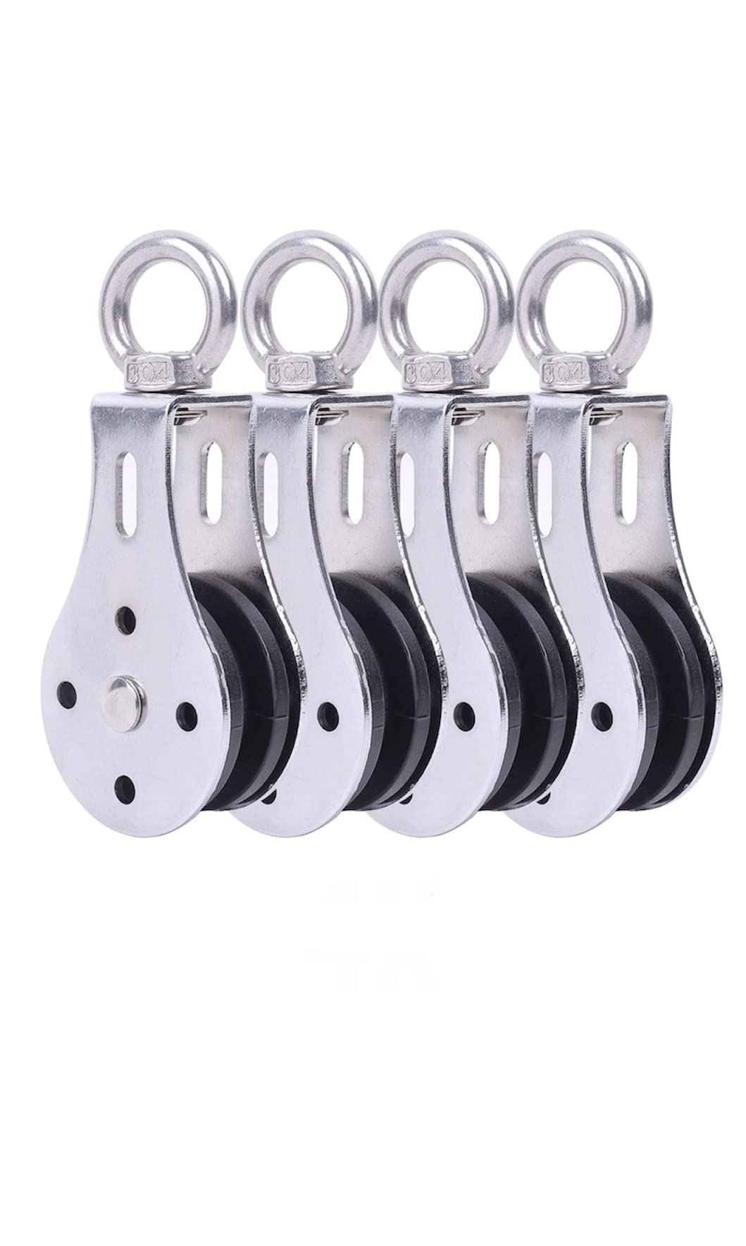ModularSports Lot de 4 poulies de renvoi rotatives en acier taillé - Corde en acier jusqu'à 10 mm - Poulie de fitness - Charge maximale de 330 kg - Poulie robuste - Pour intérieur
