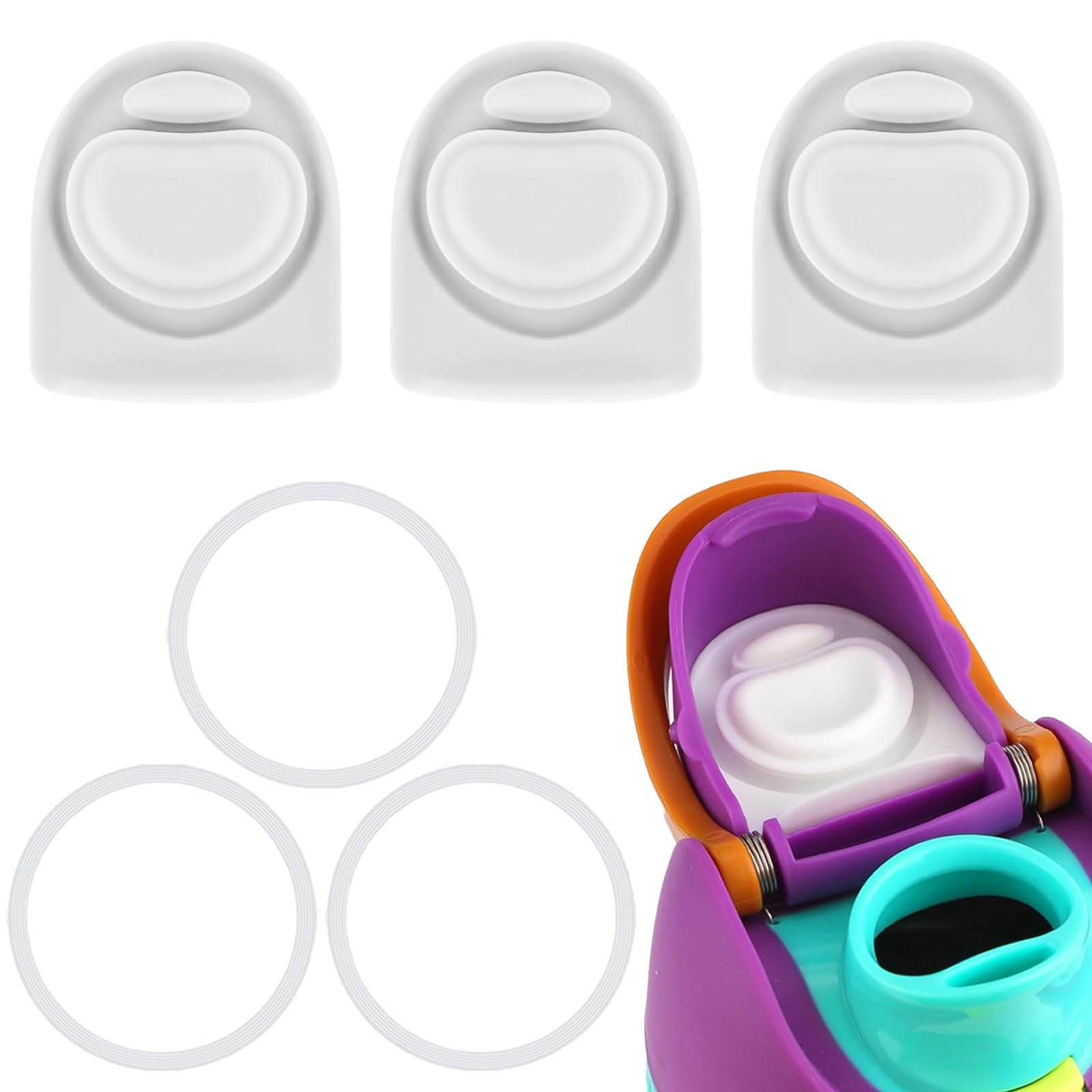 BMSQOFD 3 Sets Replacement Lid Rubber Seal for Owala FreeSip 24oz 32oz, Replacement Stopper and O Ring Gasket Parts Compatible with Owala 16/19/24/32/40oz Water Bottle Insert Silicone Accessories B1C2