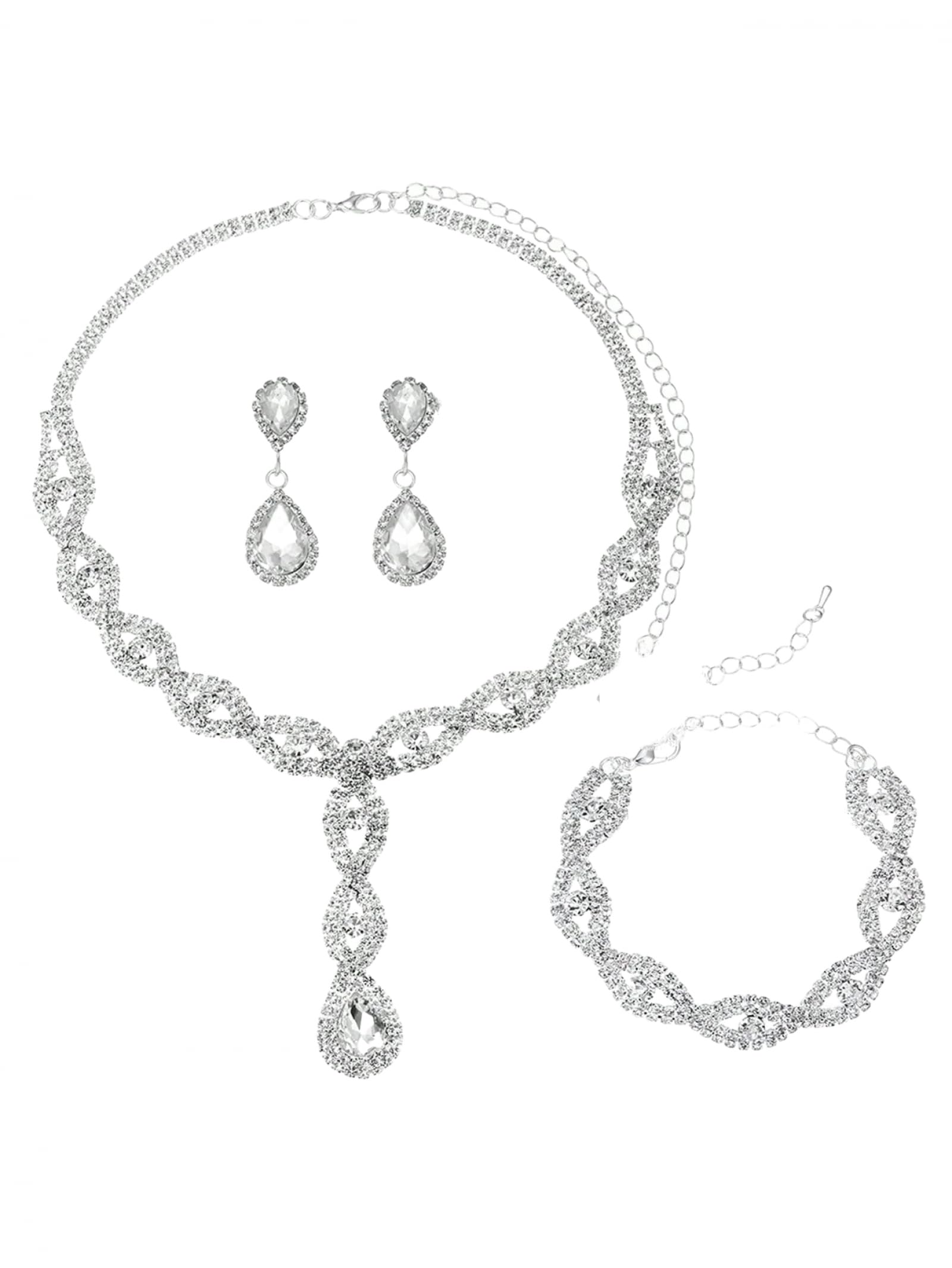 Pulseras conjuntos de joyas mujer con pendientes de gota de agua y collares 5