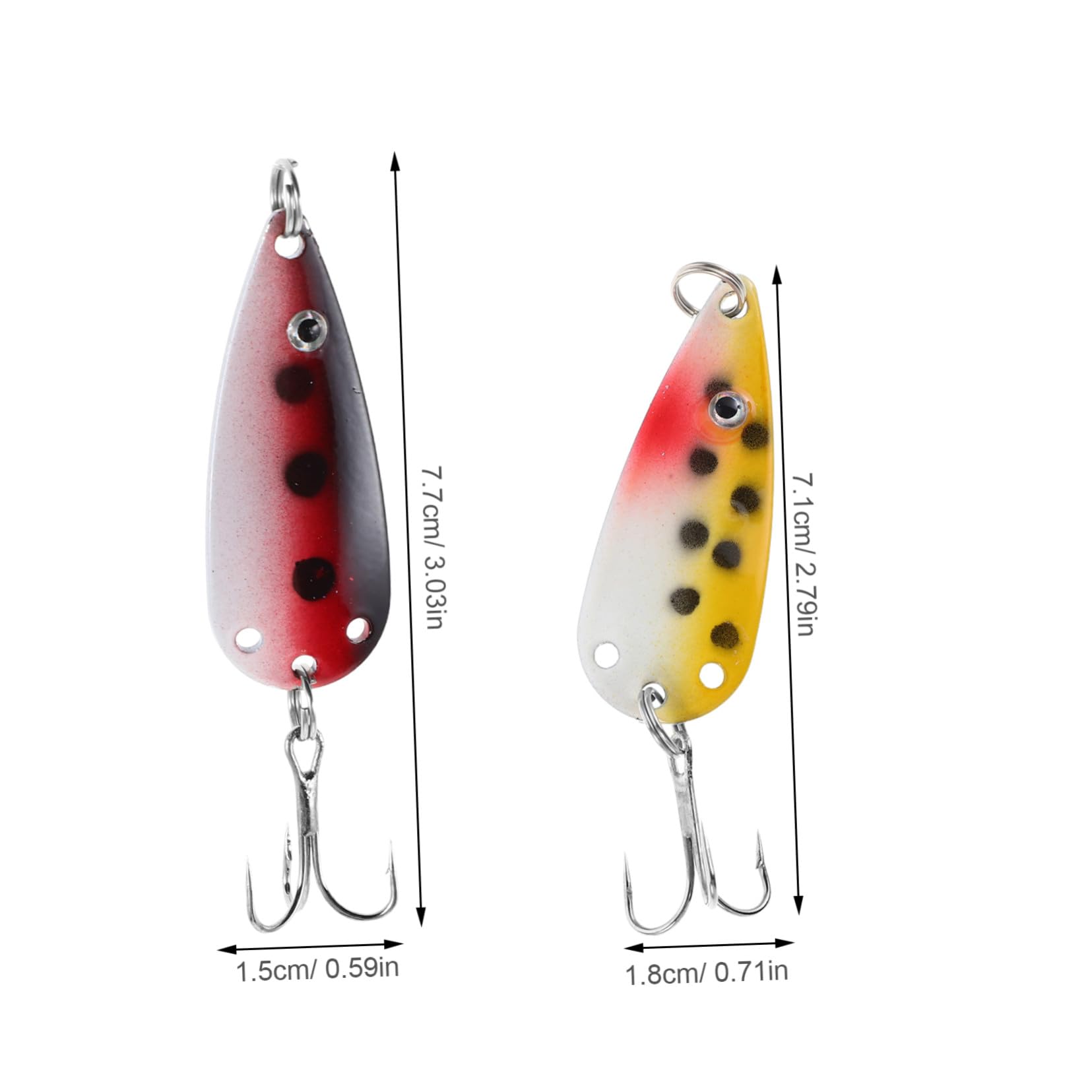 KOMBIUDA 30 Stück Teiliges Spoon Lures mit Eisenplatte und Drillingen Reflektierende Metallköder für Bass Forellen Barschangeln Vielseitig Einsetzbar für Süßwasser bei Dämmerung und