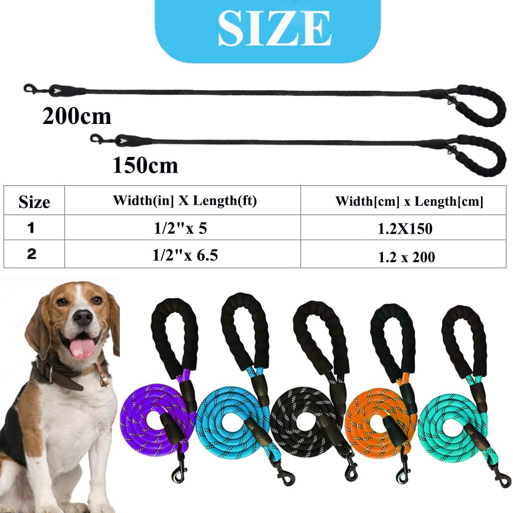 1 PC Dog Lead, Dog Leash, 2 m Reflective Dog Leads, Dog Training Leash, Dog Lead with Soft Padded Handle, Nylon Dog Leads - Image 2