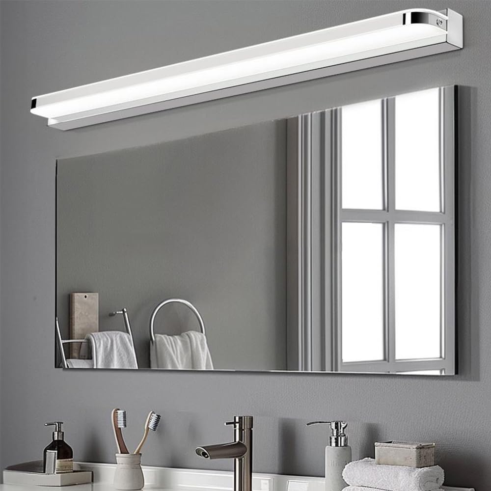 Mengjay LED Spiegelleuchte Bad Spiegellampe,LED Wandleuchte Innen,Kaltweißes Licht Wandlampe, Badlampe für Keller Küche Badschrank Treppenhaus (Silber (14W))