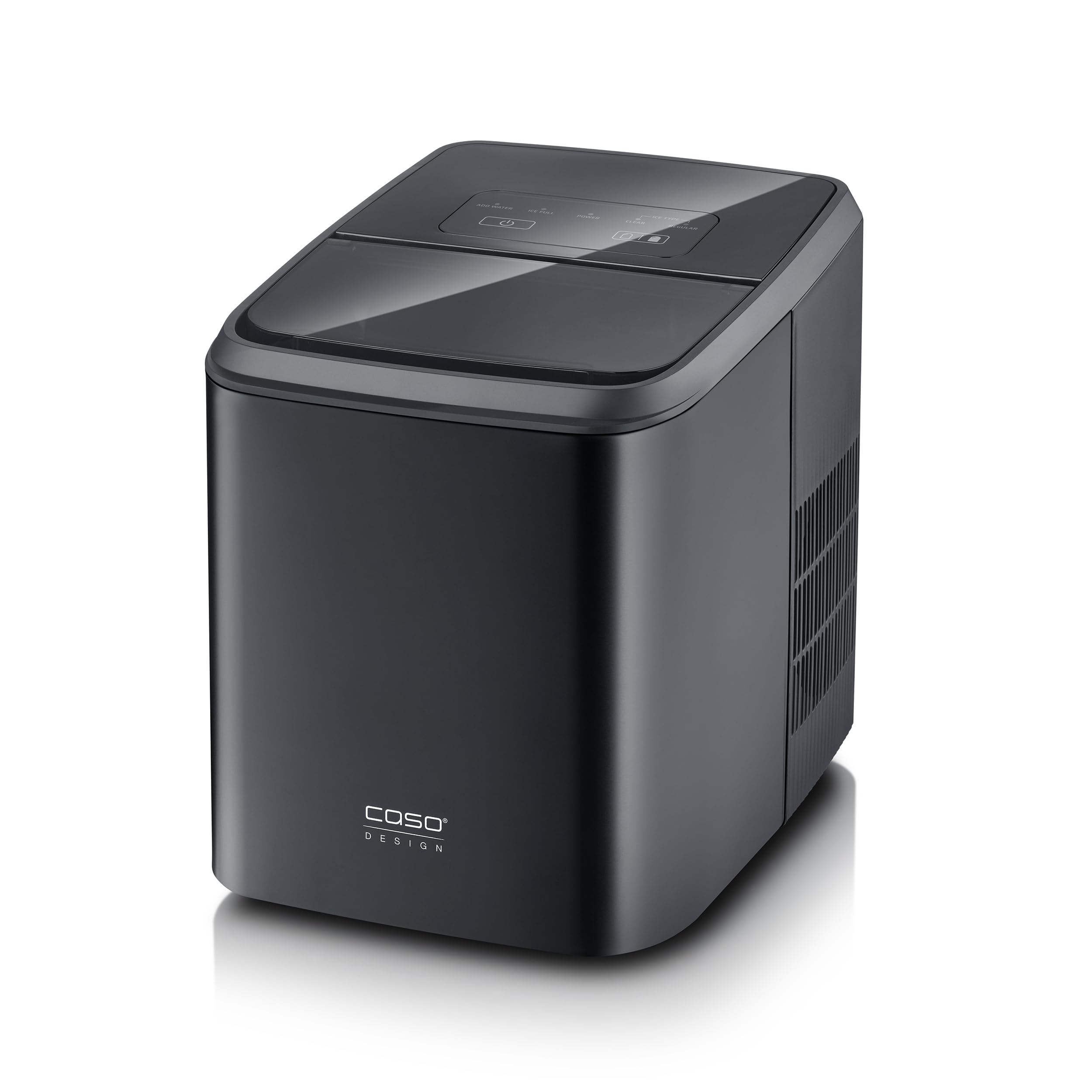 CASO Clear Ice Advanced Eiswürfelbereiter mit Kompressor – Leise 48 dB, klare & matte Eiswürfel, 8–12 Min., 1,5 l Wassertank, Selbstreinigung, matt schwarz