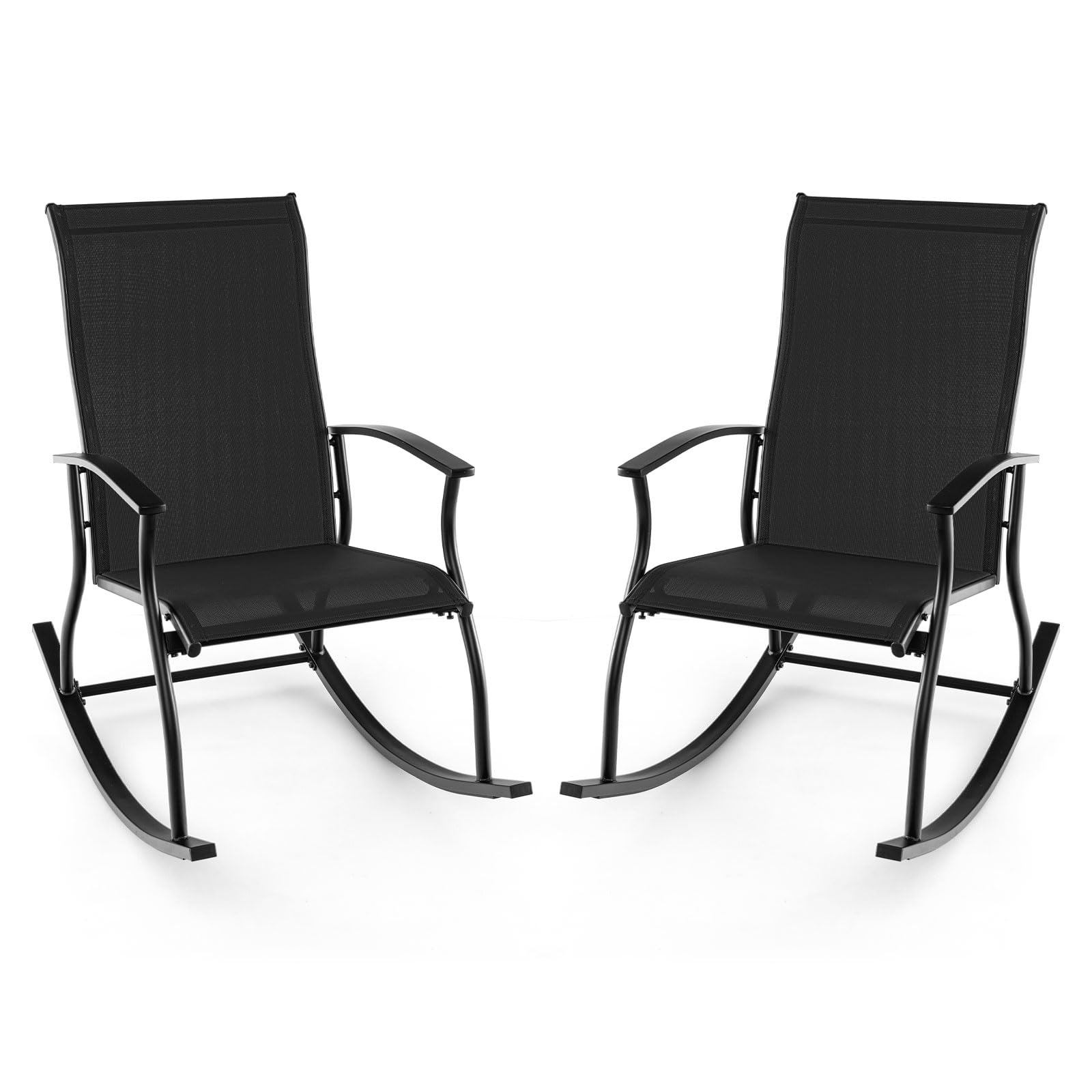 Outside Steel Rocker Heavy Duty Metal Rocker 330 Lb Capacity Giantex Wood Rocking Chair ...