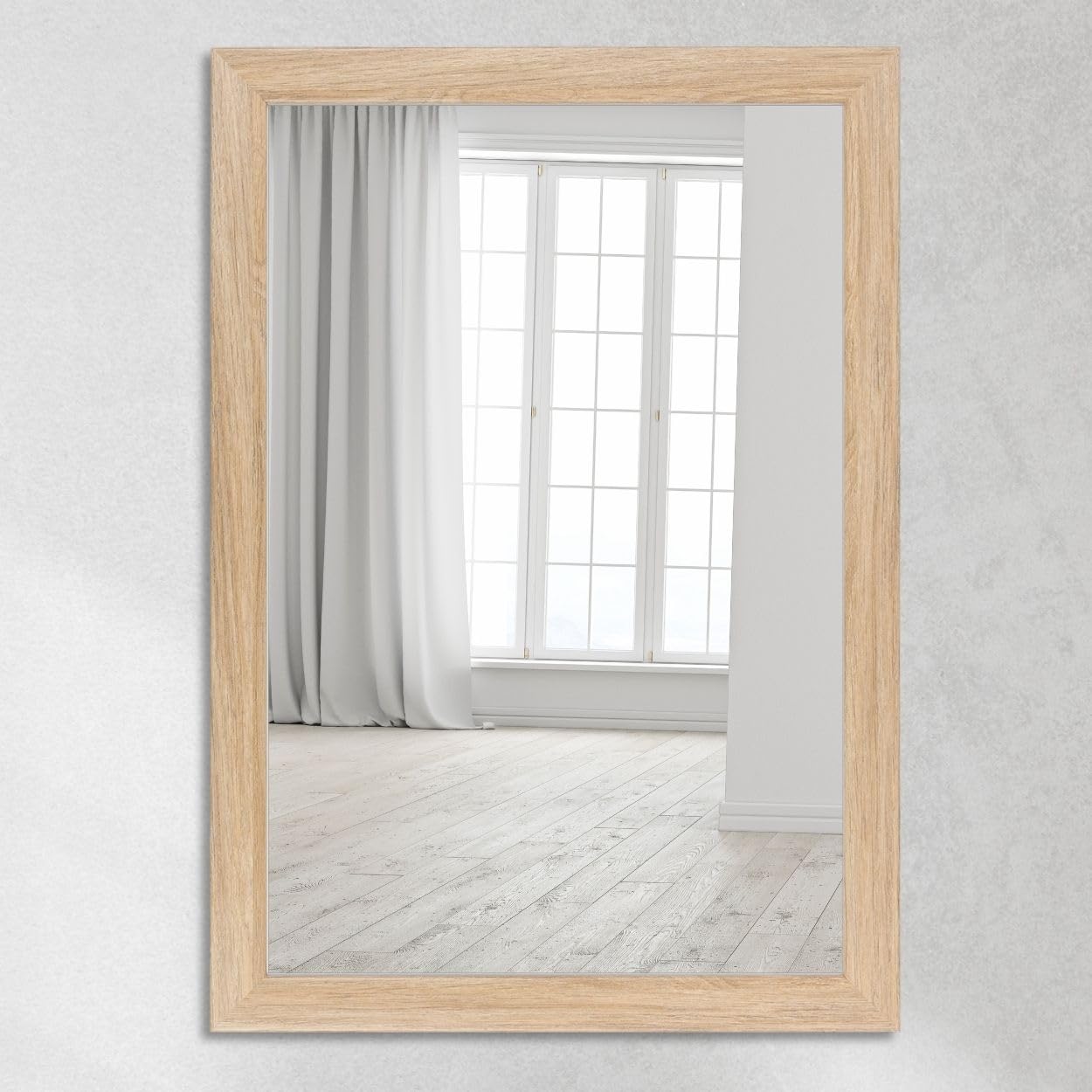 CLAMARO 'Neo Collage' Wall Mirror 30 x 170 cm Mirror with Frame Natural Oak Modern Full Length Mirror with 38 mm Wide Wooden Frame Includes Metal Hanger and Wall Mounting Material