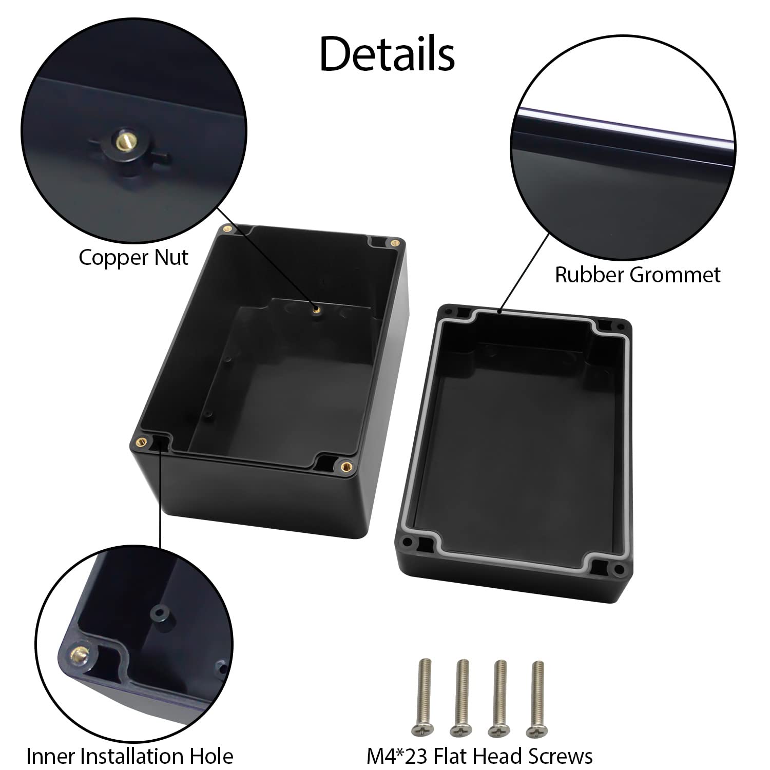 LeMotech Caja eléctrica de plástico ABS para proyectos, resistente al agua, IP65, caja de conexiones, carcasa universal para electrónica, color negro, 160 x 110 x 90 mm (paquete de 1 unidad)