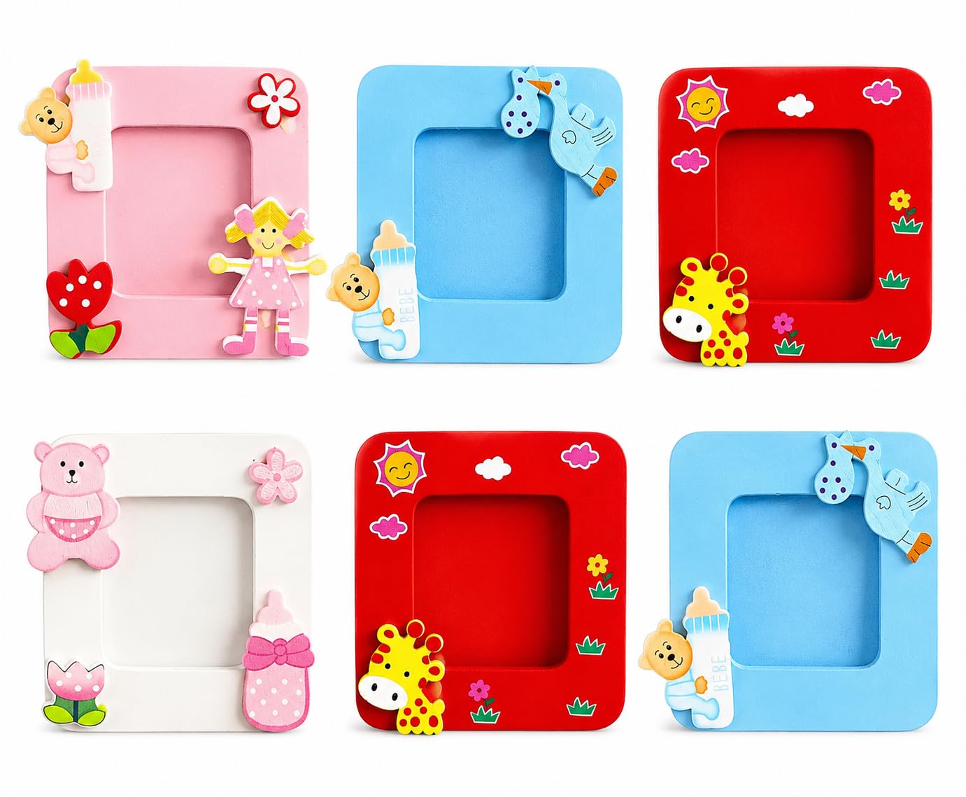 GOLD LEAF 8x8 cm Wooden Cartoon Photo Frames – Magnetic Stand, Perfect for Kids’ Birthday Party Return Gifts and Room Décor (Pack Of 6Pcs)-image-9