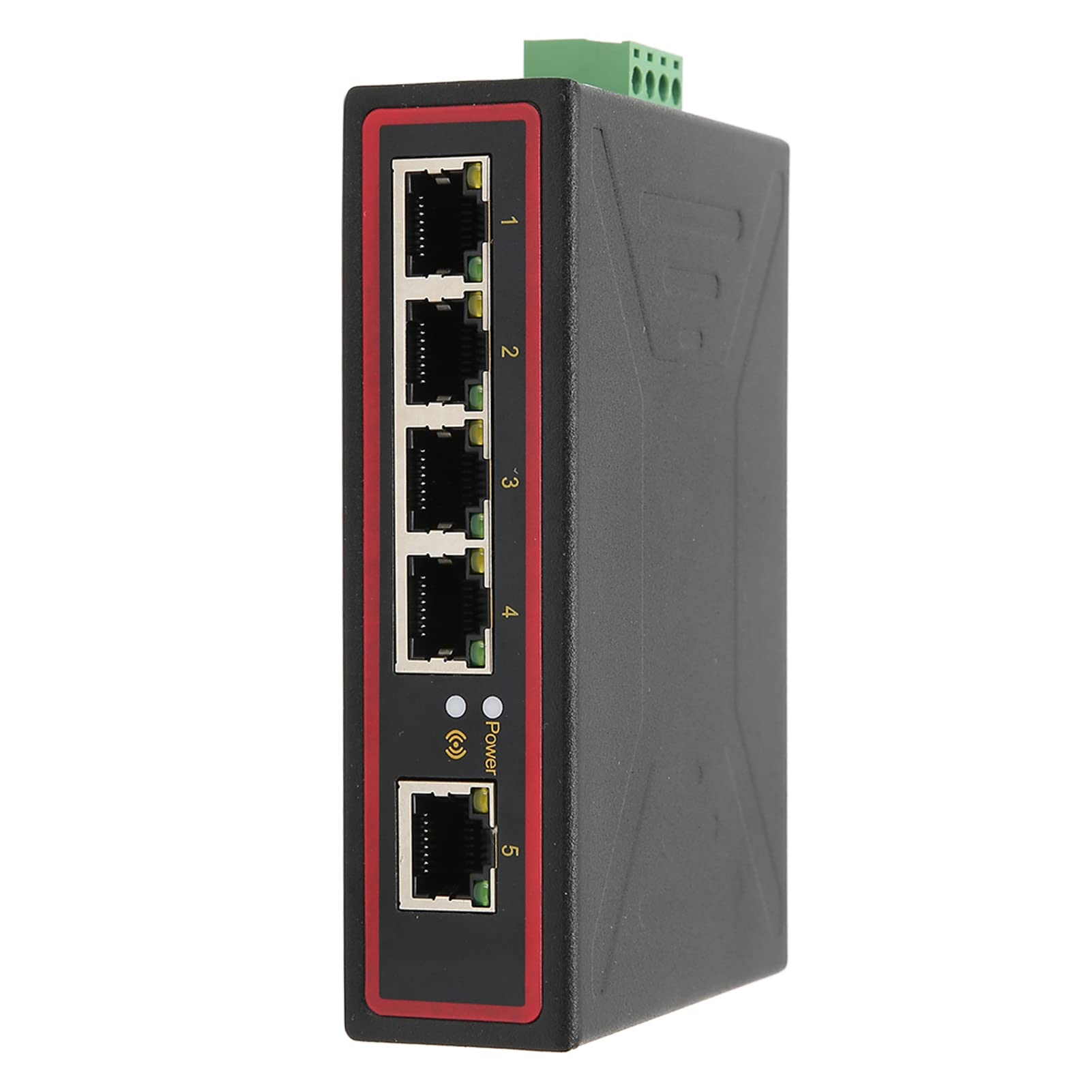 Switch Ethernet sur Rail DIN 5 Ports de Haute qualité avec Conception de qualité Industrielle, Alimentation Redondante - Idéal pour Les Environnements Difficiles - Montage sur Rail DIN