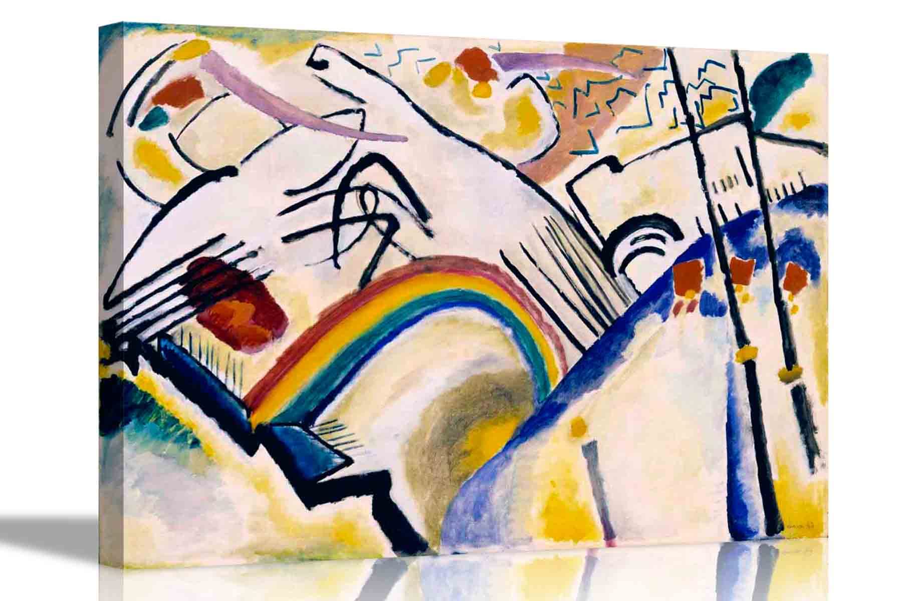 Artley Prints Multicoloured Cossacks By Wassily Kandinsky On Framed Canvas Prints Wall Art Pictures Abstract Artwork Home Office Bedroom 101 X 76Cm (40 X 30 Inches)
