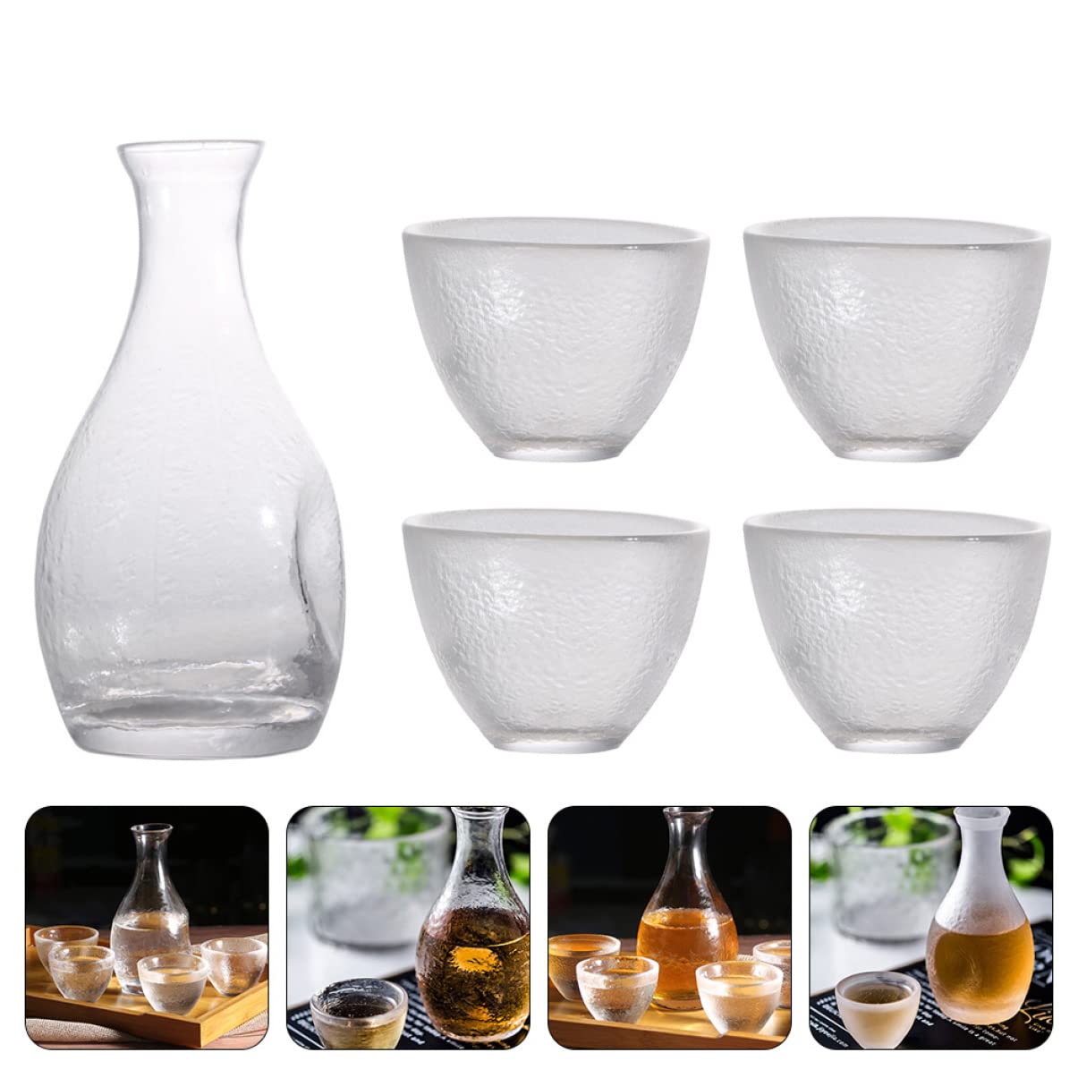 Tasses à saké, tasses à saké traditionnelles, verres à vin en céramique, verres transparents flottants tendance, bouilloire de service comprenant un réchauffement d'anniversaire ou un design de saké e