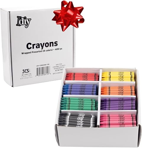 Miniatura 9 de IDIY - Crayones de cera envueltos a granel (preclasificados, 480 unidades, 60 de cada uno de 8 colores) - Probado por ASTM de seguridad, para niños,