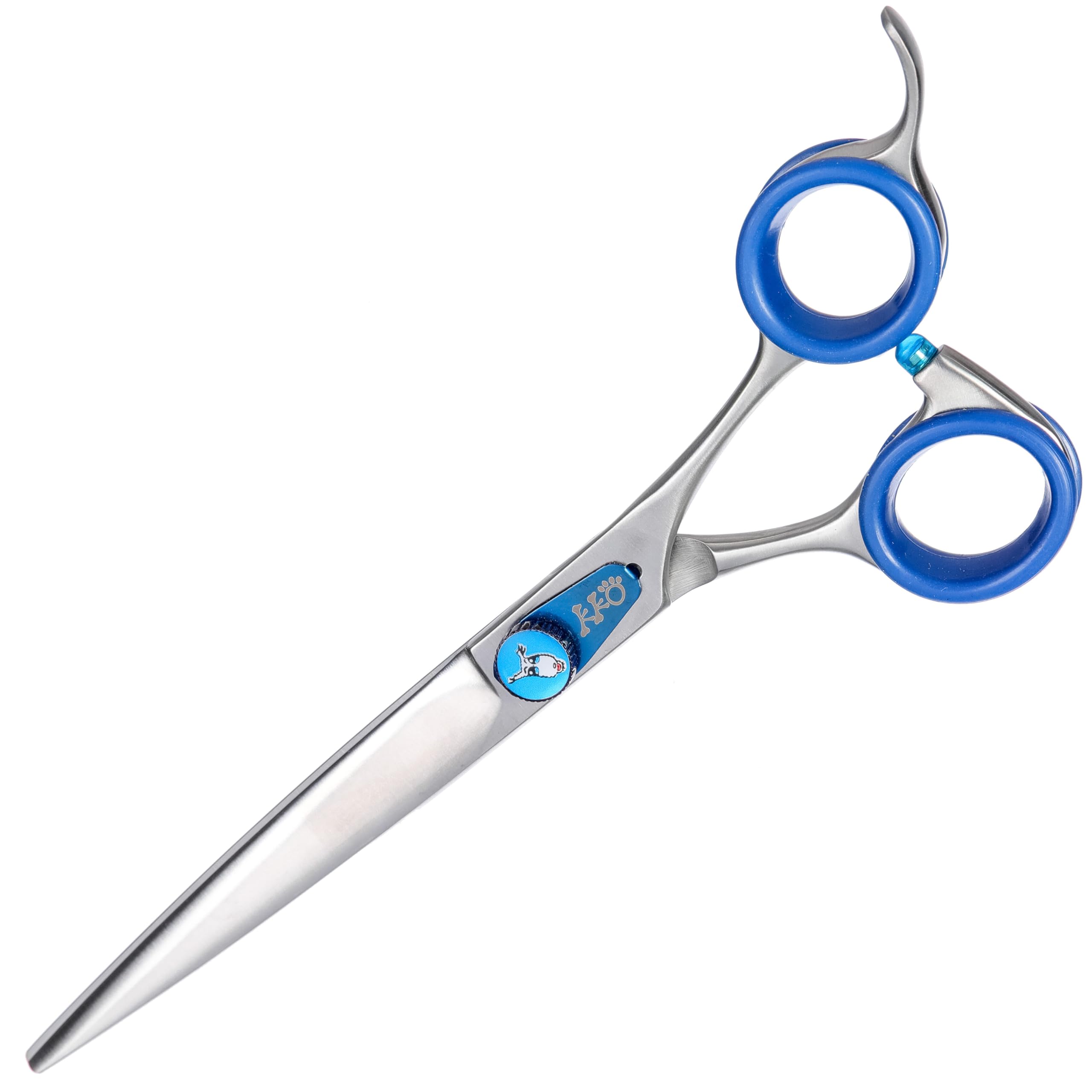 GROOM PROFESSIONAL Blue Quartz Straight Dog Grooming Scissors - Professional Hair Scissors - Japanese 440C Steel - Razor Sharp Blades - Designed to Reduce Strain to The Hand, 7 Inch
