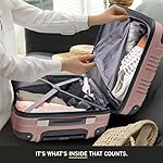 Kenneth Cole REACTION Out of Bounds Lightweight Hardshell 4-Wheel Spinner Luggage, Rose Gold, 24-Inch Checked - Image 2