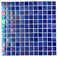 Tenedos Square 1x1 Blue Recycled Iridescent Glass Mosaic Floor Wall Pool Tile Backsplash (Exact Size 7/8 Inch) for Kitchen Swimming Pool Tile, Bathroom, Accent Decor (1 Sheet, Purple)