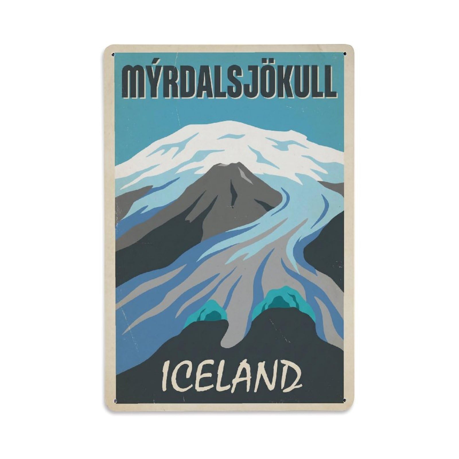 Este 8X12inch Style Vintage Travel Myrdalsjokull Iceland Glacier Metal Tin Sign