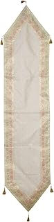 Mogul Interior Ethnic Hand Made White Indian Silk Sari Table Runner Home Decor 72x16