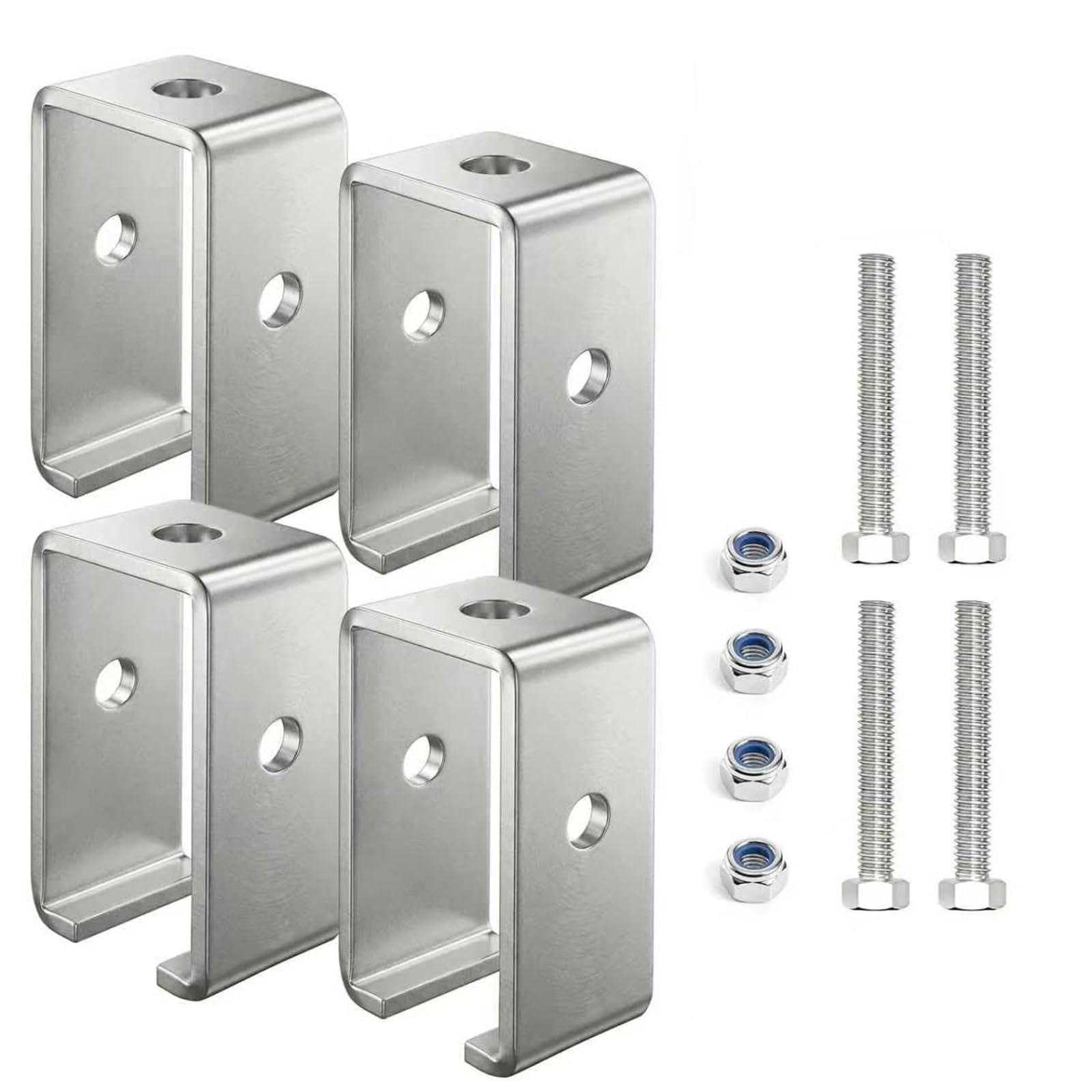 4-pak metalowych wsporników do wieszaka na 1 kanał 5/8 cala, obciążenie 590 kg, srebrny, łatwy montaż wspornik magazynowy