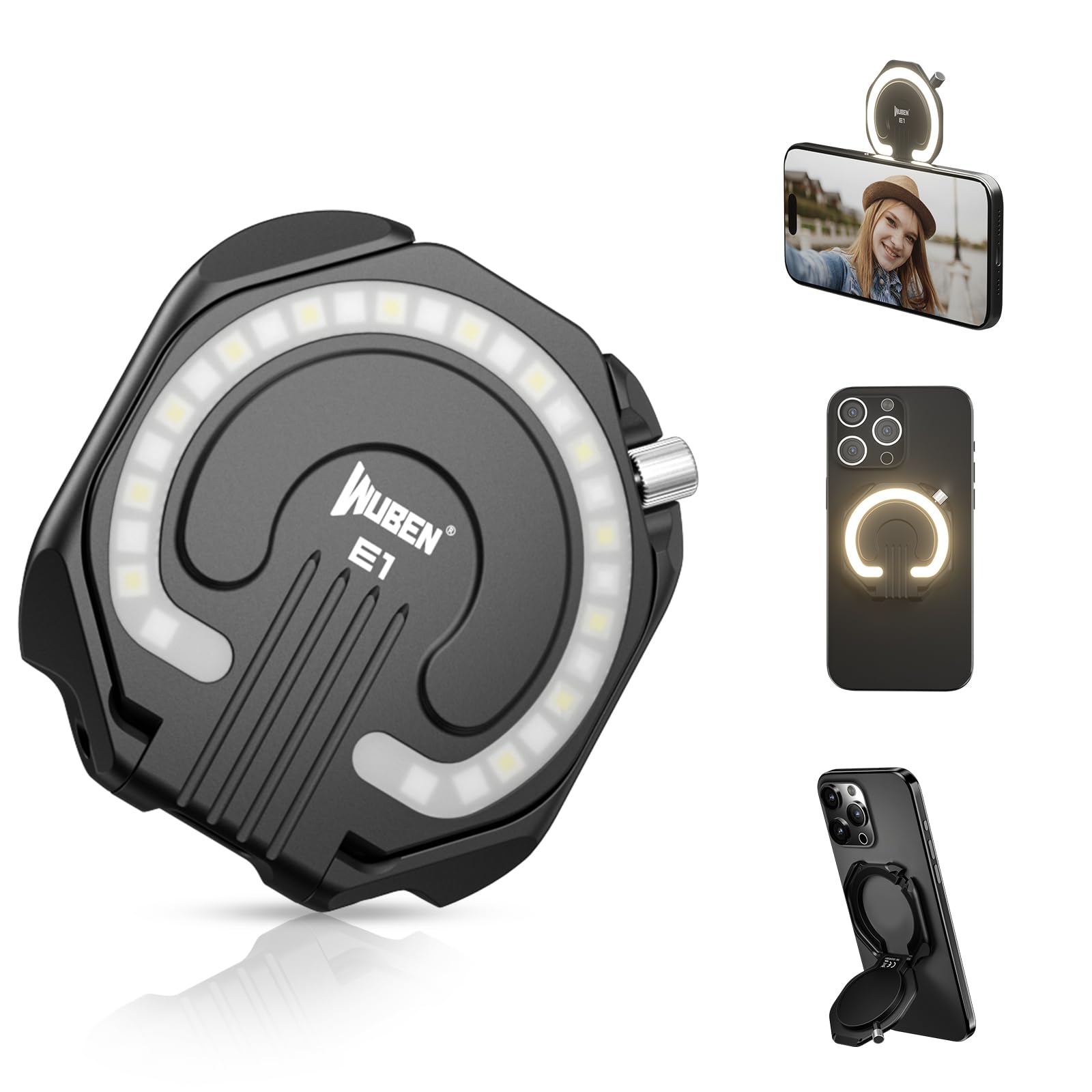 WUBEN Mini torcia a LED E1, 300 lumen, ricaricabile, portatile, sottile, con clip posteriore, 3 modalità, torcia EDC per viaggi, campeggio, ricerca (modello di circuito