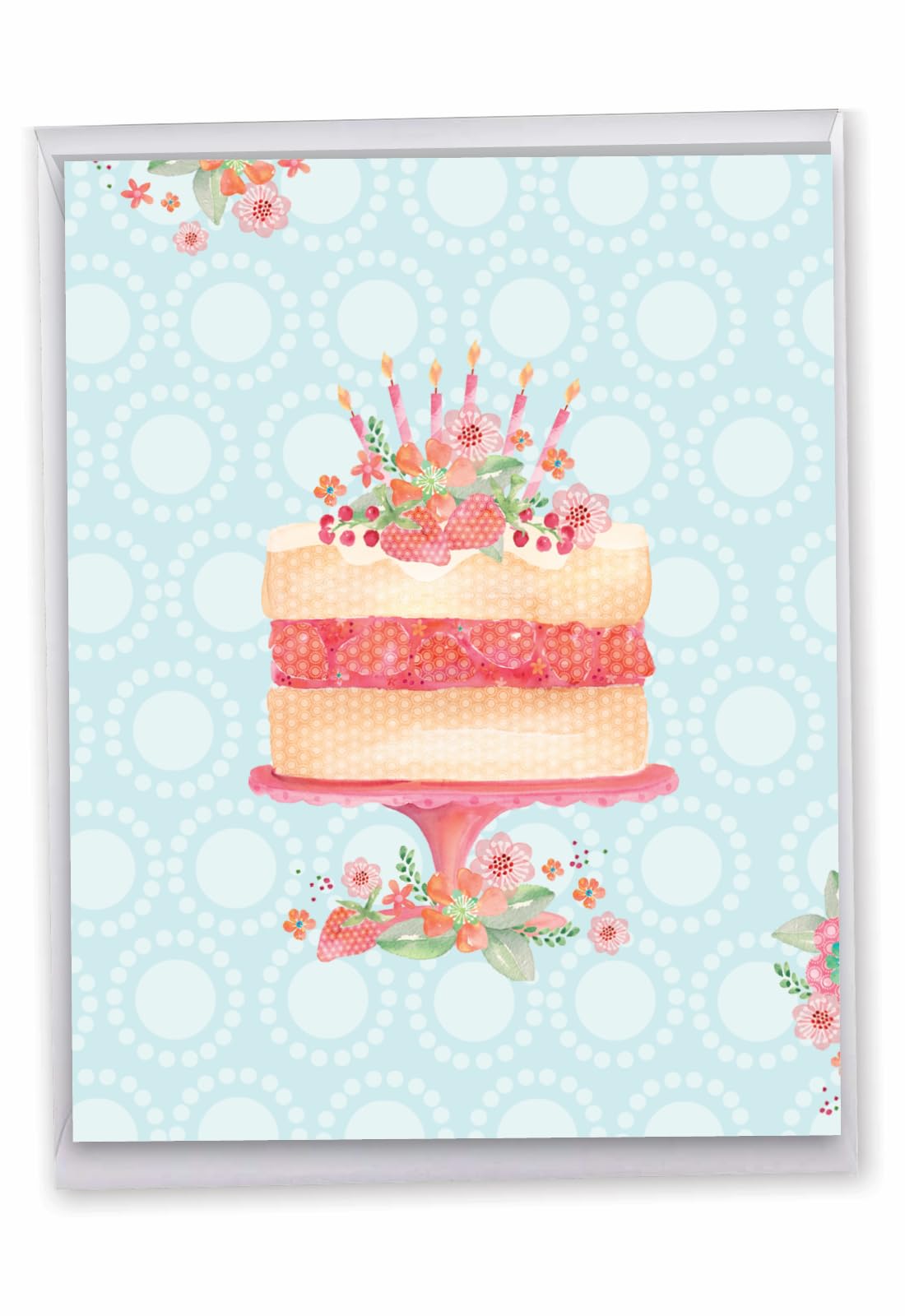 The Best Card Company - 1 Large Birthday Card with Envelope (8.5 x 11 Inch) - Fun Celebration Card for Birthdays - Watercolor Cake J2984BBDG