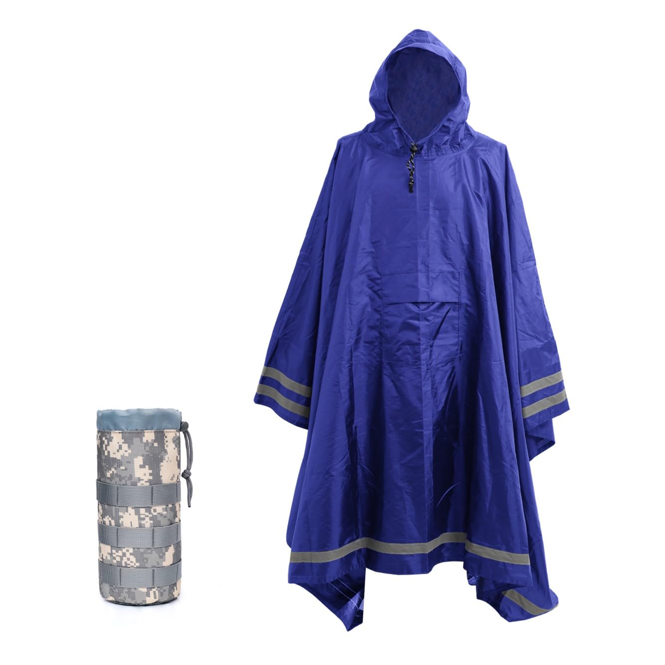 Nomadnia Plus Size Rain Poncho with Hood and Reflective Stripes, Plus Size Poncho, Big and Tall Rain Poncho, Ideal as Rain Ponchos for Adults Plus Size.Blue
