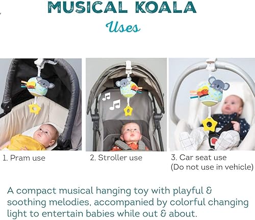 Miniatura 5 de Taf Toys Koala musical, juguete para bebés con música colgante y luces para llevar, compañero de viaje para padres y bebés, calma al bebé, mantiene