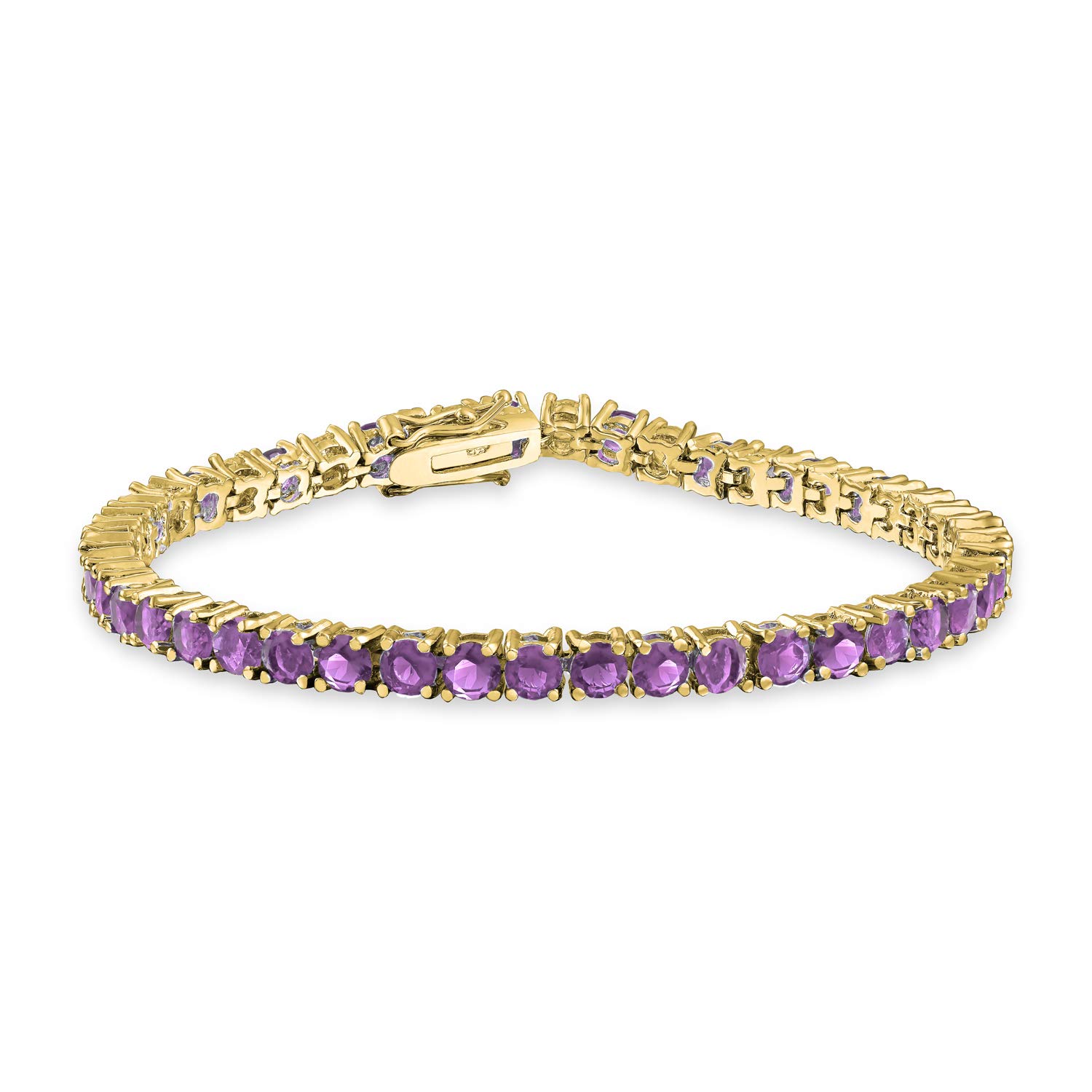 Bracciale Da Tennis Solitario CZ Con Zirconi Cubici Rotondi Taglio Brillante O Cabochon Da 12CTW Con Montatura A Griffe Per Donne Placcato In Oro 14K Colori Delle Pietre Di Nascita Di 7,5 Pollici