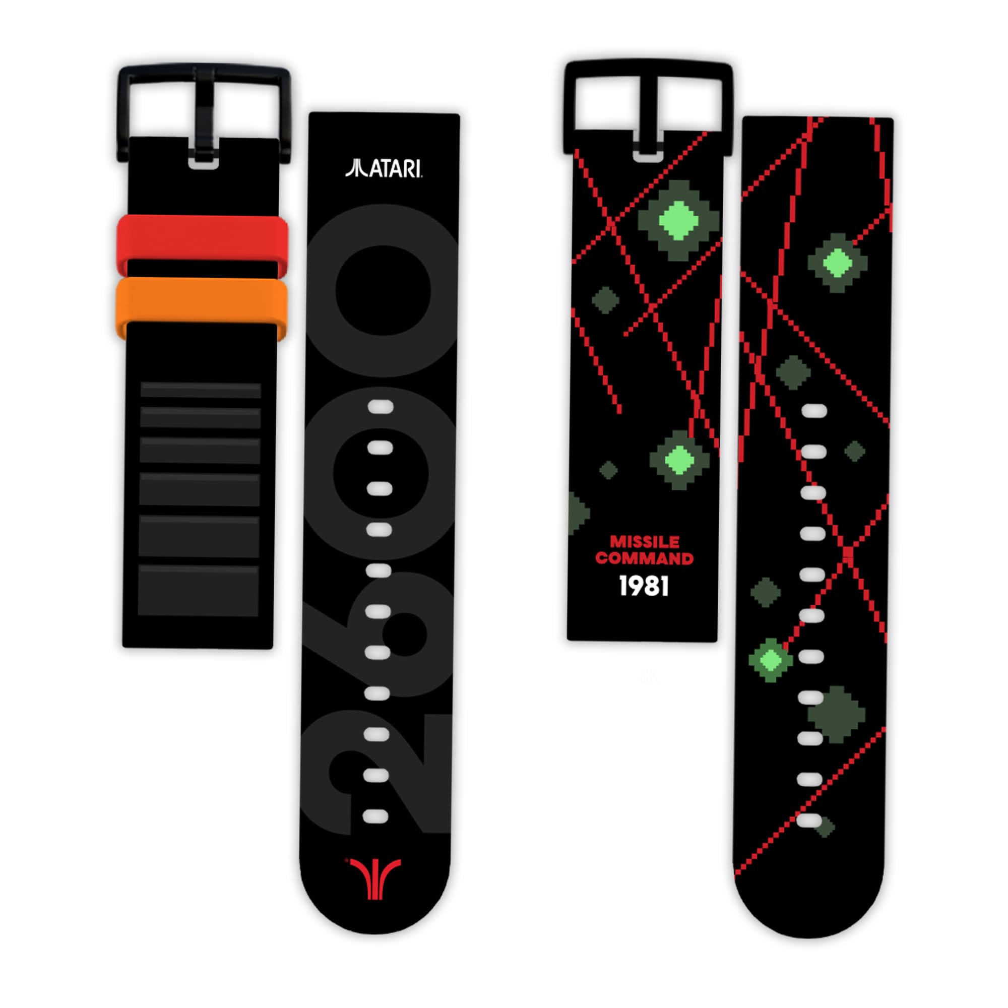 Atari 2600 Missile Command Themed Bonus Band, oficjalnie licencjonowany do smartwatcha do gier retro, bezpłatny przy zakupie ze smartwatchem Atari 2600