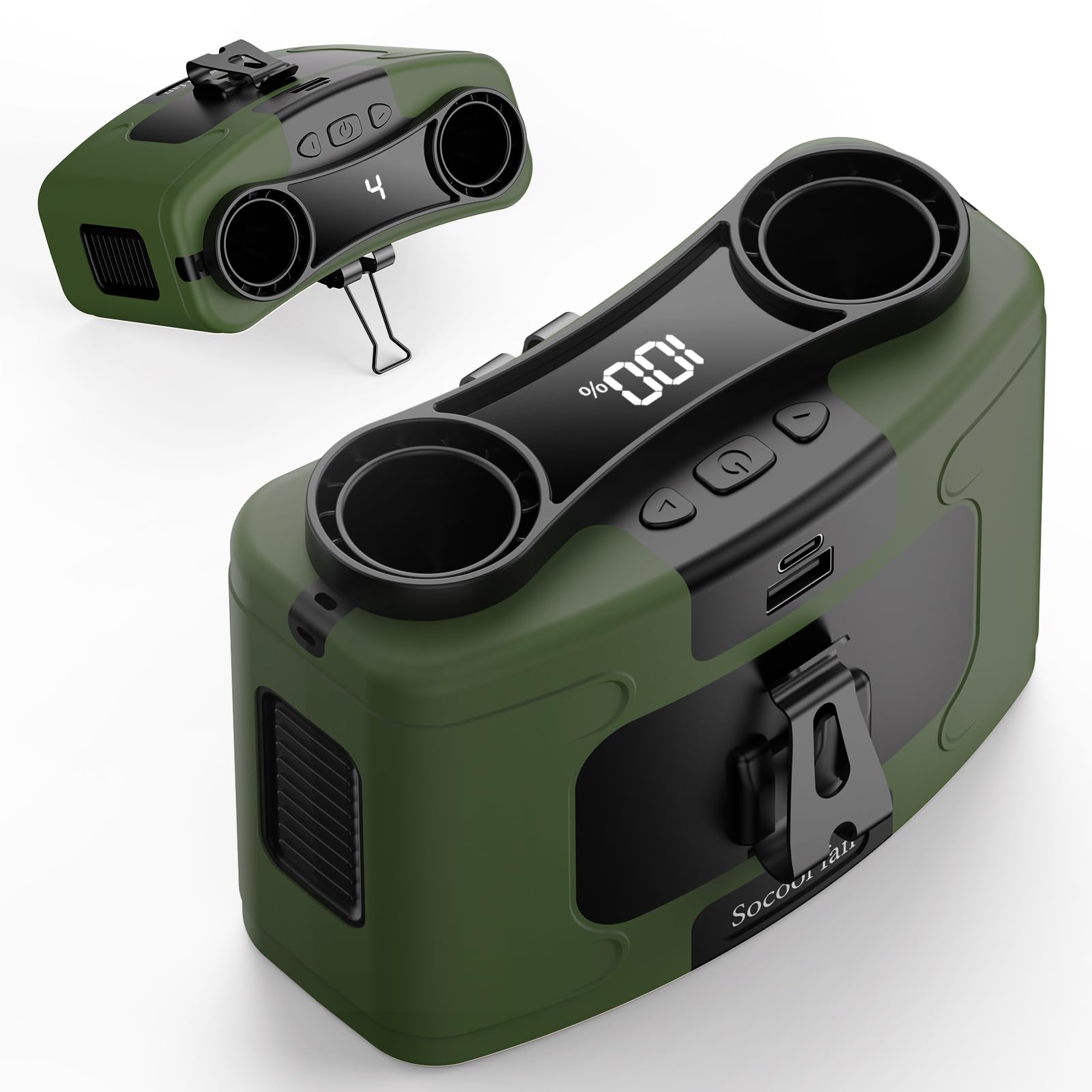 Socool Tragbarer Taillenventilator, 20.000 mAh, zum Anklippen, tragbarer Gürtel, persönlicher Ventilator, wiederaufladbar, 40-Stunden-Kühlung, batteriebetrieben, 10 Geschwindigkeiten und doppelter