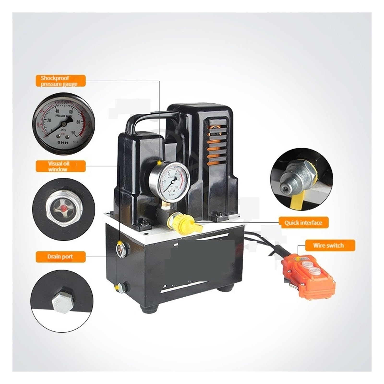 Bomba de aceite de alta presión Bomba hidráulica eléctrica de 1,2 kW Bomba de aceite hidráulica portátil ultrapequeña(Package 2)