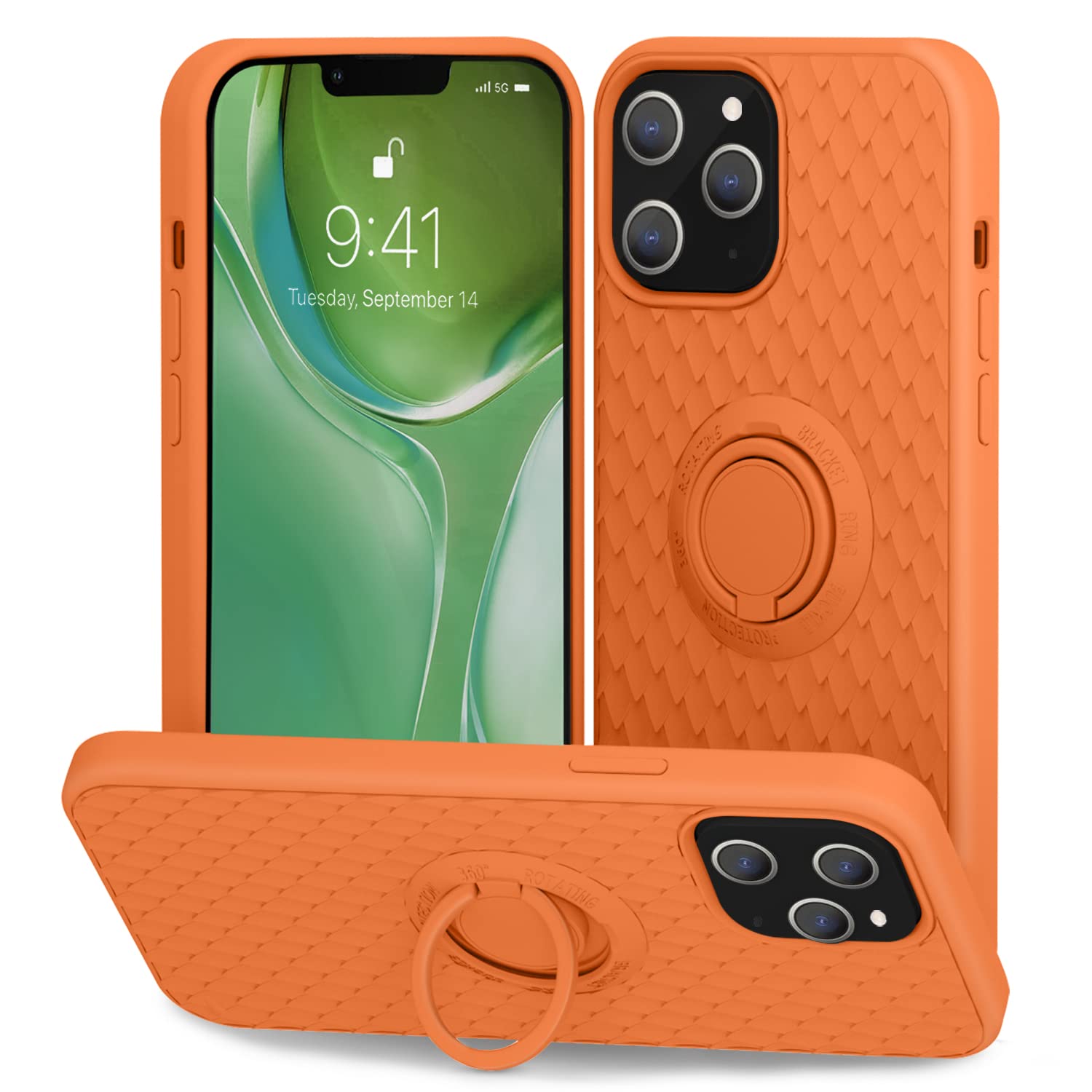 TISOOG Compatible with iPhone 13 Pro Case [Cute Dragon Scale Series] with Soft Anti-Scratch Microfiber Lining & Ring Kickstand,Silicone Full Body