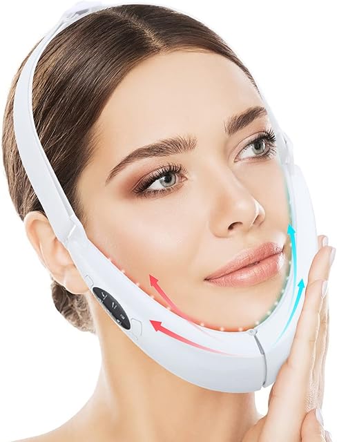 Intelligent Electric V- Face Shaping Massager Double Chin Reducer Face Lifting Machine Microcurrent Facial Device Lifting Slimming V-Face-Lift Belt Beauty Instrument (1PC)