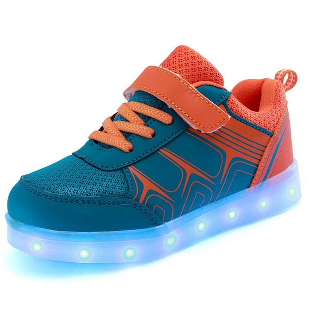Zapatos LED para niños y niñas con carga USB, color Naranja, talla 30 EU