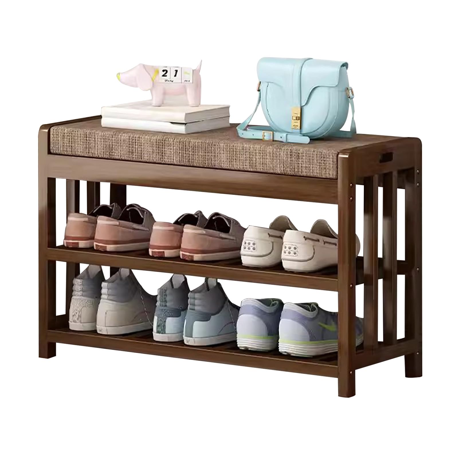 Banc de rangement en lin avec coffre chaussures élégant pour entrée salon