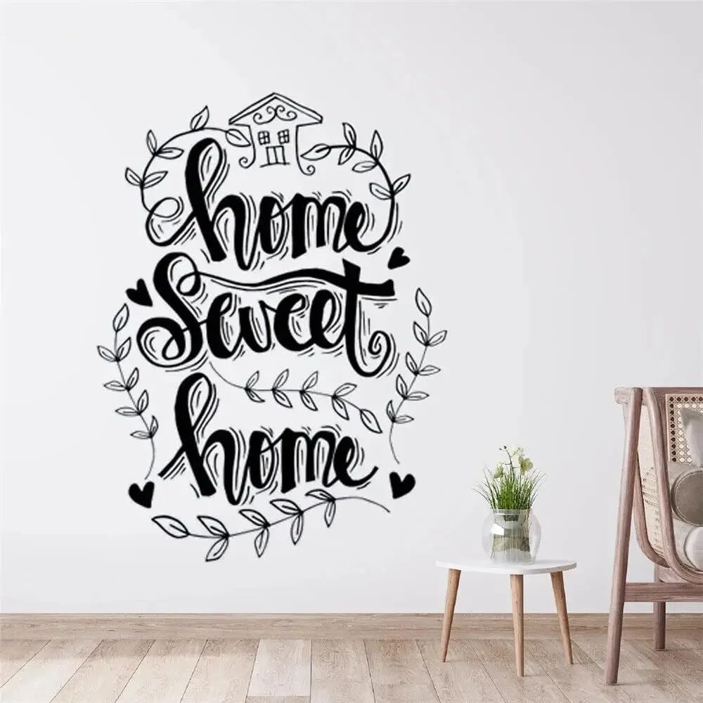 Wall Decals Home Sweet Home Quotes Stickers Vinyl Family Branch Murals for Bedroom Livingroom Decor Removable Wallpaper 42x56cm
