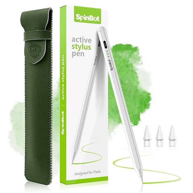 SpinBot 2nd Gen Stylus Pen with Quick Charge | iPad Pencil with Palm Rejection, Tilt Sensor, Precise for Writing/Drawing| for iPad 6/7/ 8/ 9th Gen; iPad 10.2″, Pro 11/12.9″, Mini 5/6th, Air 3/4th Gen at Rs. 1999