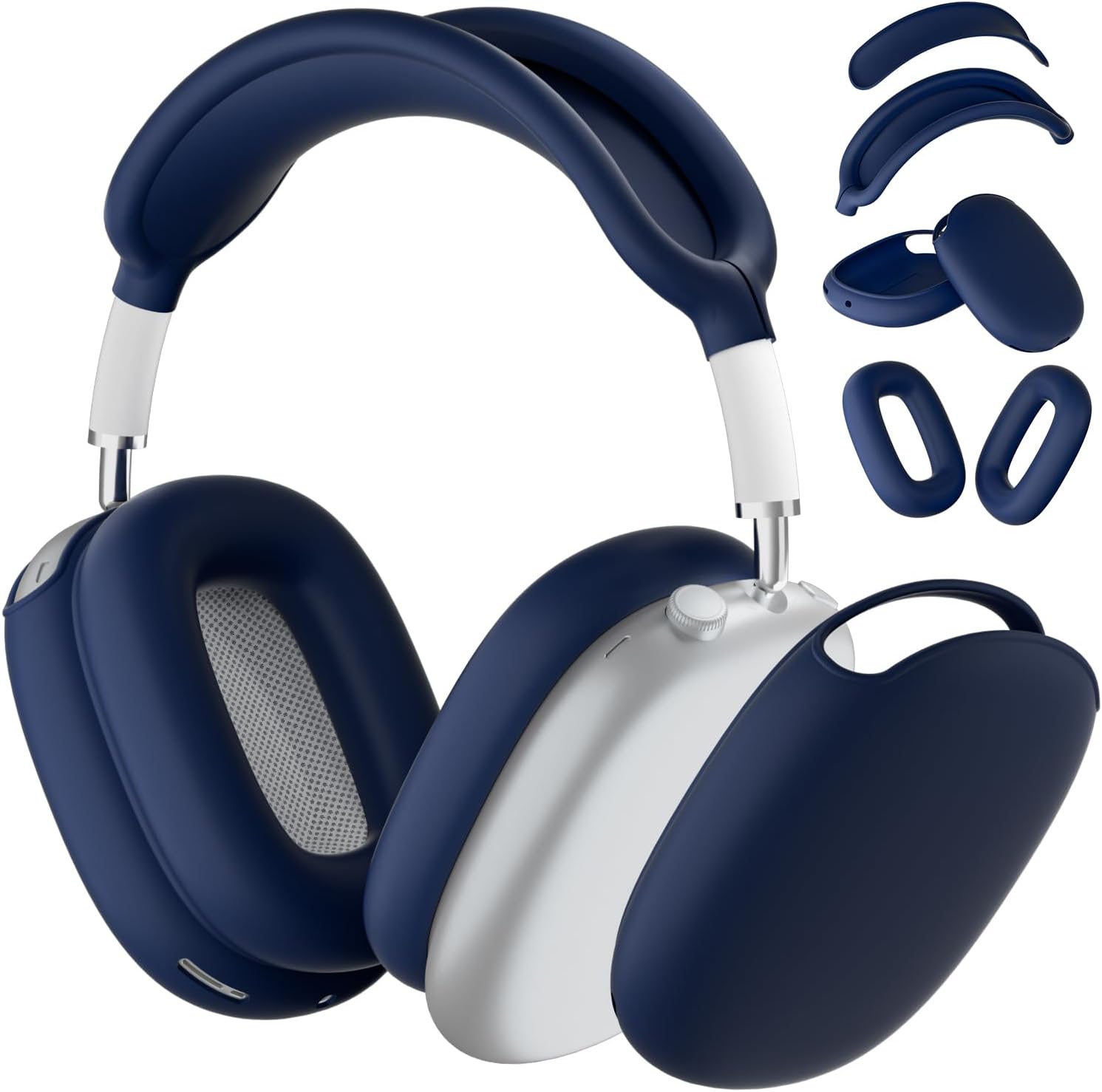 ATUAT for AirPods Max Headphones Case, Protective Silicone Case Cover Skin Accessories Anti-Scratch for Women Men for Apple AirPods Max 2024/2020 (USB-C/Lightning), Midnight Blue