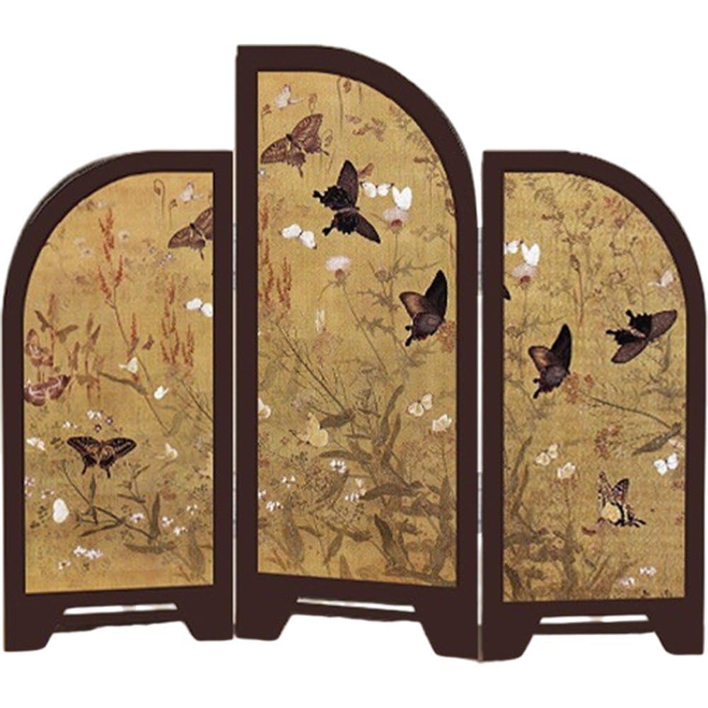 Sslvya Butterflies Small Folding Screen Table Divider, 3 Panel Divider Desk Screen, Chinese Traditional Decoration, Mini Desktop Feng Shui Ornaments For Home Office