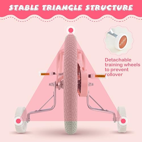 Miniatura 9 de Olakids Bicicleta para niños, 12, 14, 16, 18 pulgadas, bicicleta para niños pequeños con ruedas de entrenamiento, cesta de seguridad, manillar de