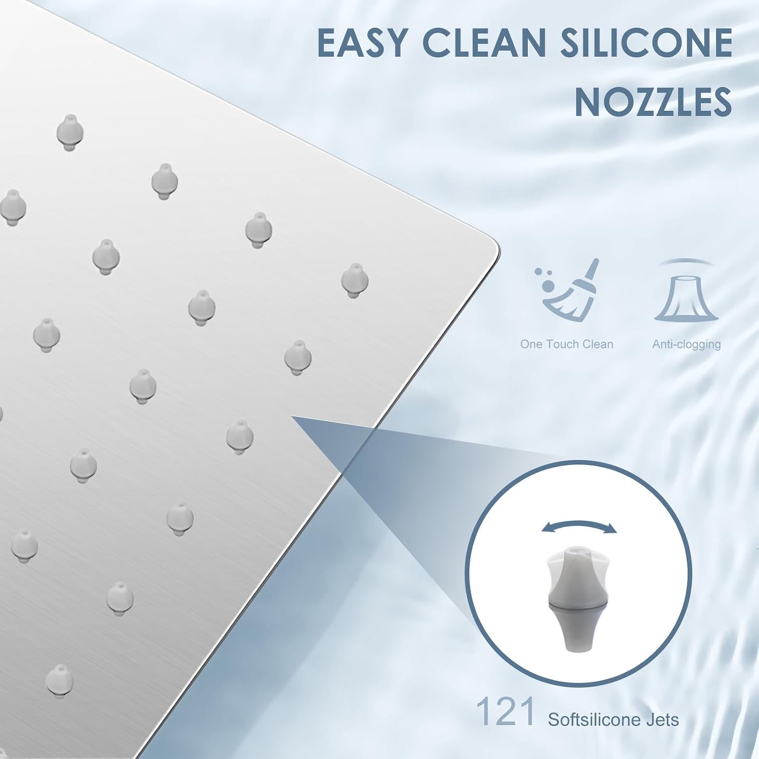 10 Inch Rain Shower Head Brushed Nickel - All Metal Stainless Steel 304, Ultra Thin Design, Modern Bathroom Square Rainfall Showerheads - Full Body Coverage Bath Shower image 4